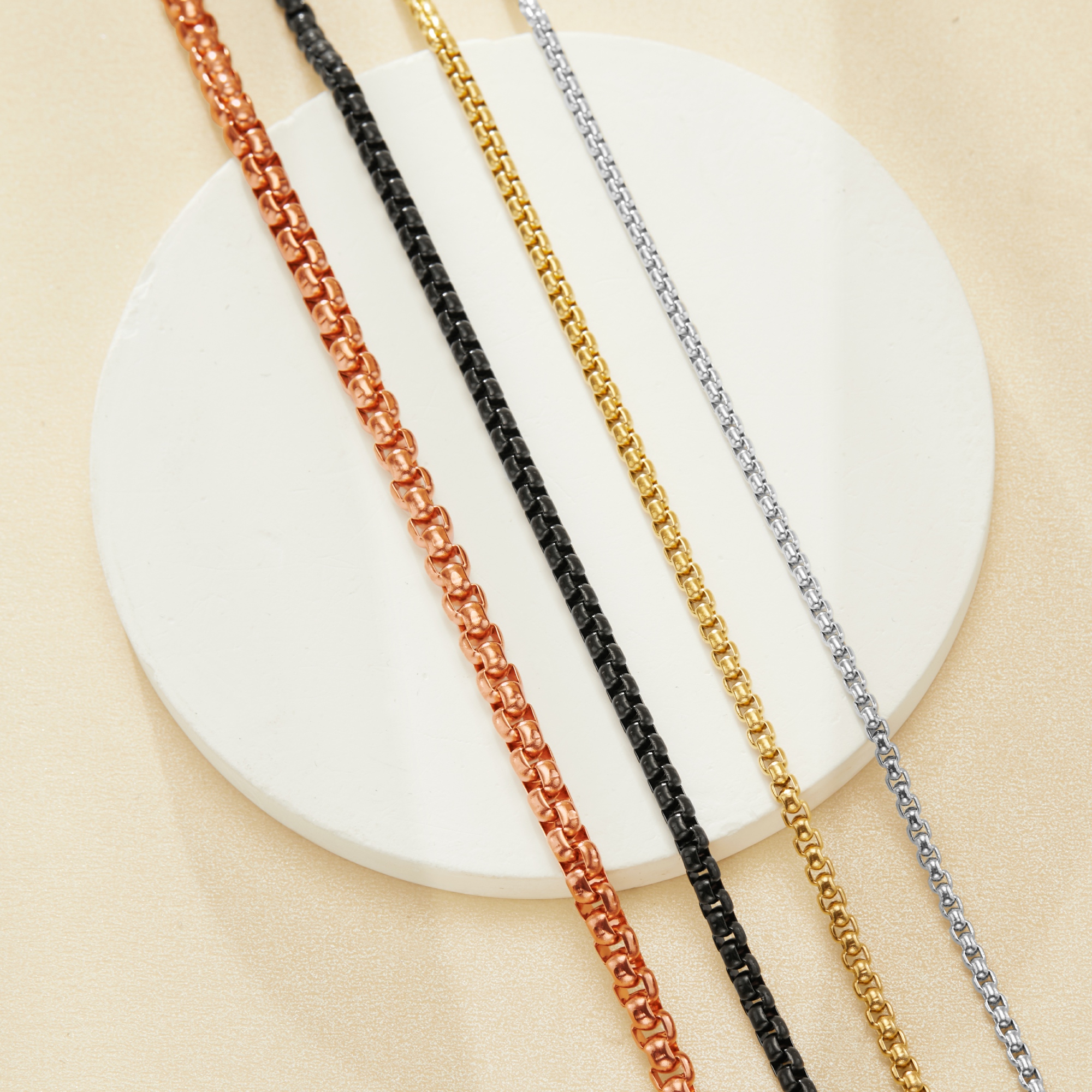 Simple Stainless Steel Box Chain Necklace,Silver Black Rose Gold Box Chain Necklace,Minimalist Box Chain,DIY Chain Necklace Supplies 1320049 - Click Image to Close
