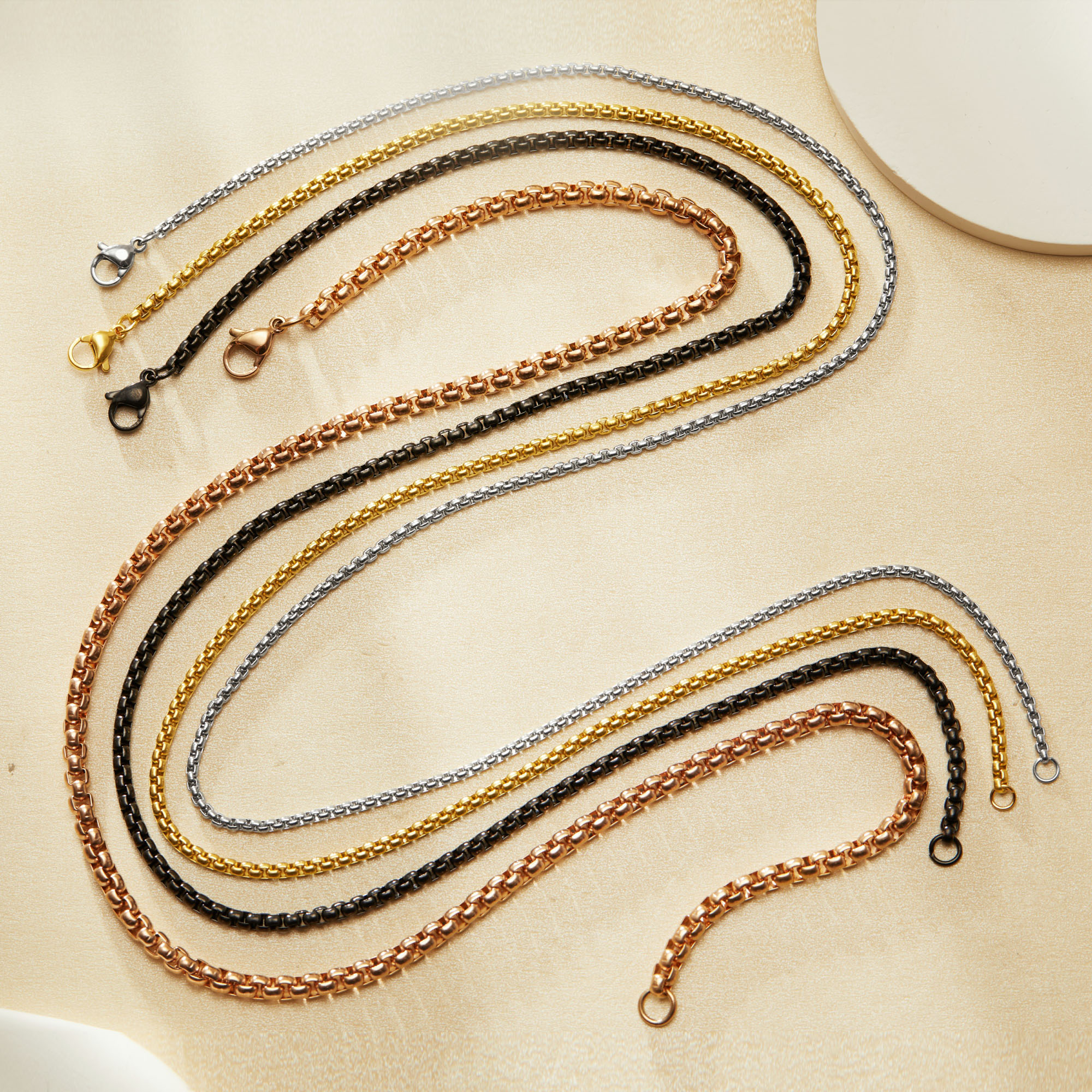 Simple Stainless Steel Box Chain Necklace,Silver Black Rose Gold Box Chain Necklace,Minimalist Box Chain,DIY Chain Necklace Supplies 1320049 - Click Image to Close