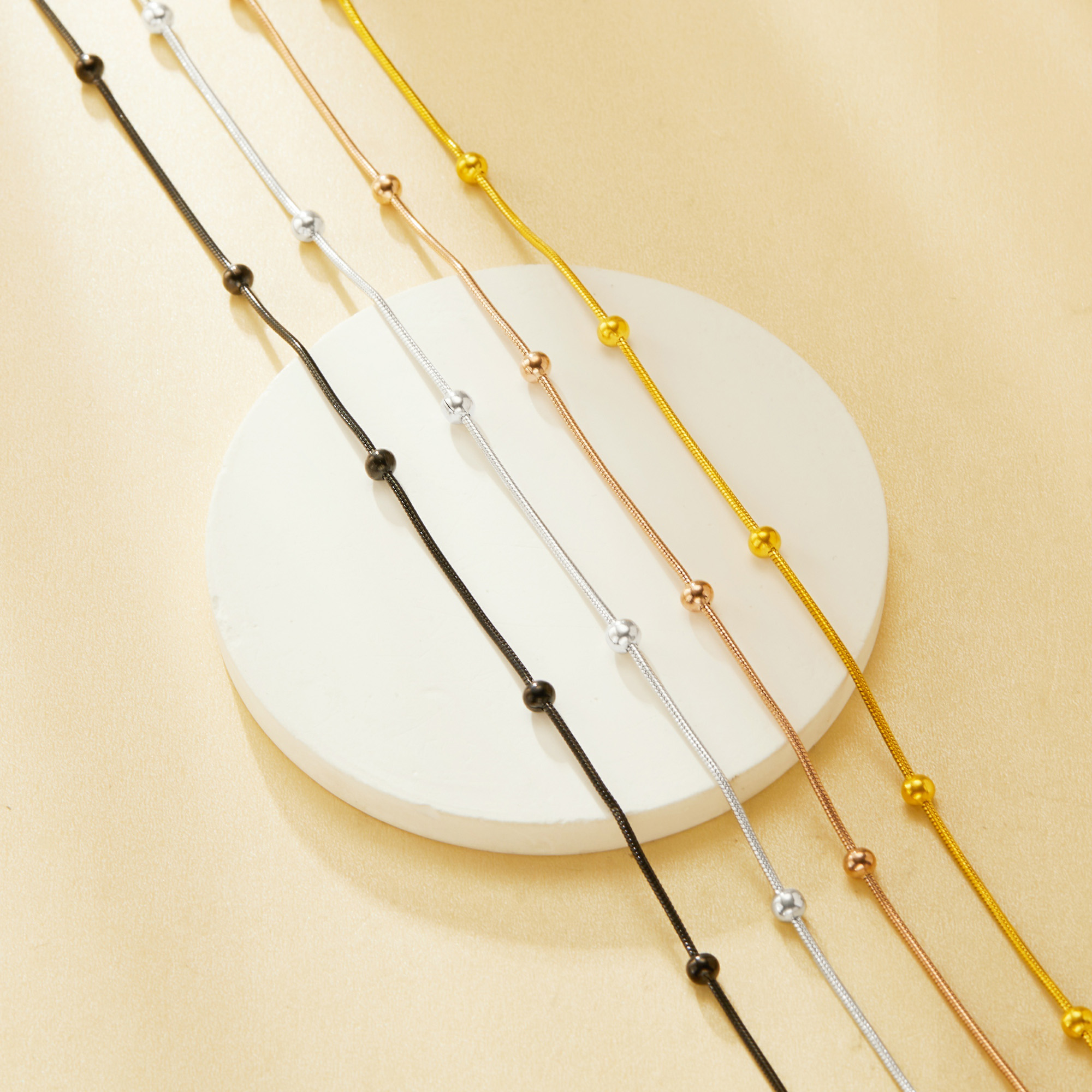 Simple Stainless Steel Beads Chain Necklace,Silver Rose Gold Black Stainless Steel Necklace Chain,Minimalist Beads Chain,DIY Necklace Supplies 1320051 - Click Image to Close