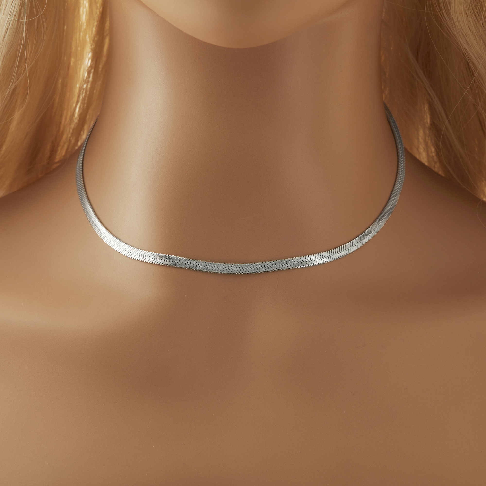 Herringbone Choker Necklace,Flat Snake Layering Necklace,Stainless Steel Gold Plated Necklace Chain,DIY Necklace Supplies 1320054