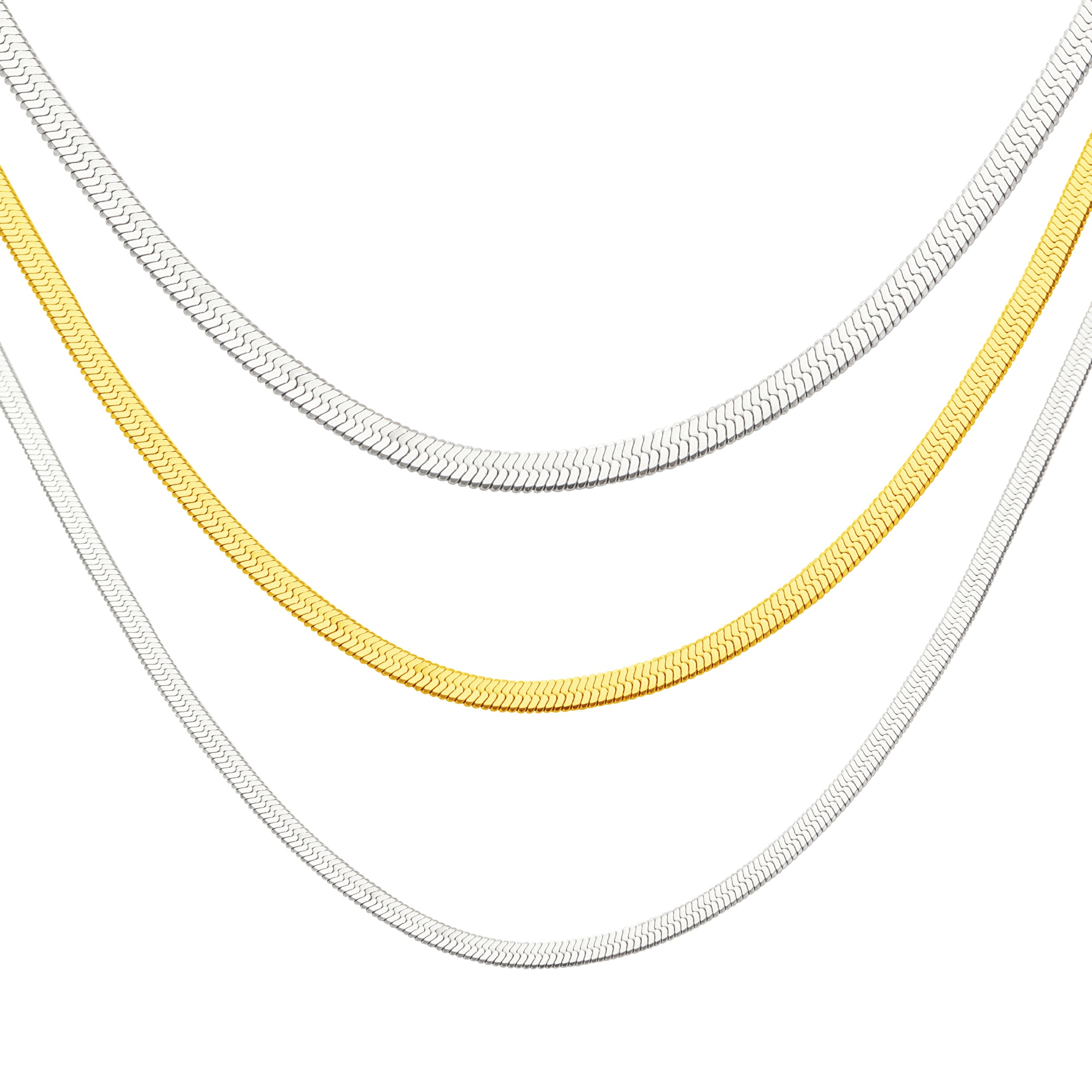 Herringbone Choker Necklace,Flat Snake Layering Necklace,Stainless Steel Gold Plated Necklace Chain,DIY Necklace Supplies 1320054