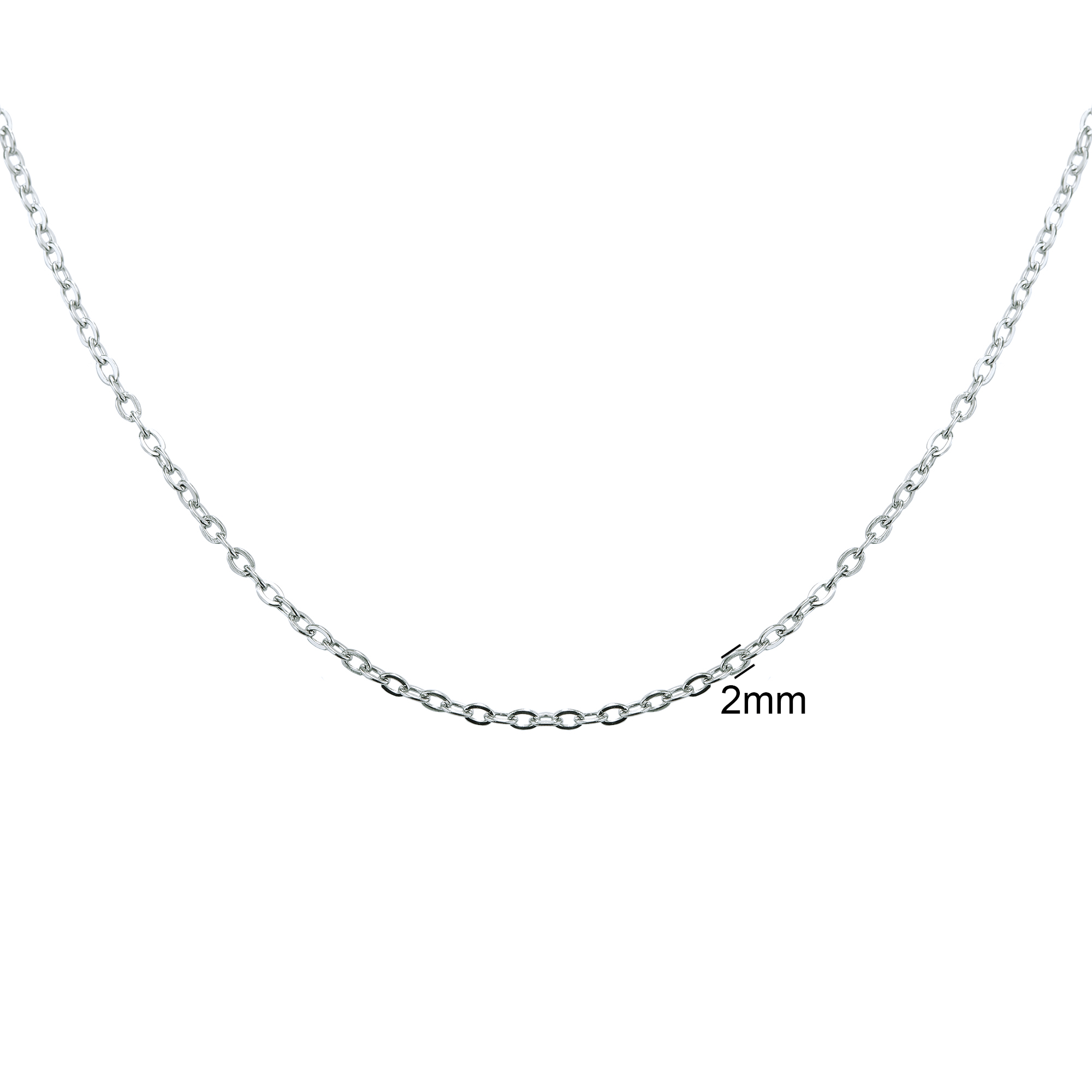 2MM Thick Simple Cable Chain Necklace,Stainless Steel Chain Necklace,Minimalist Choker Necklace,DIY Necklace Supplies 1320055