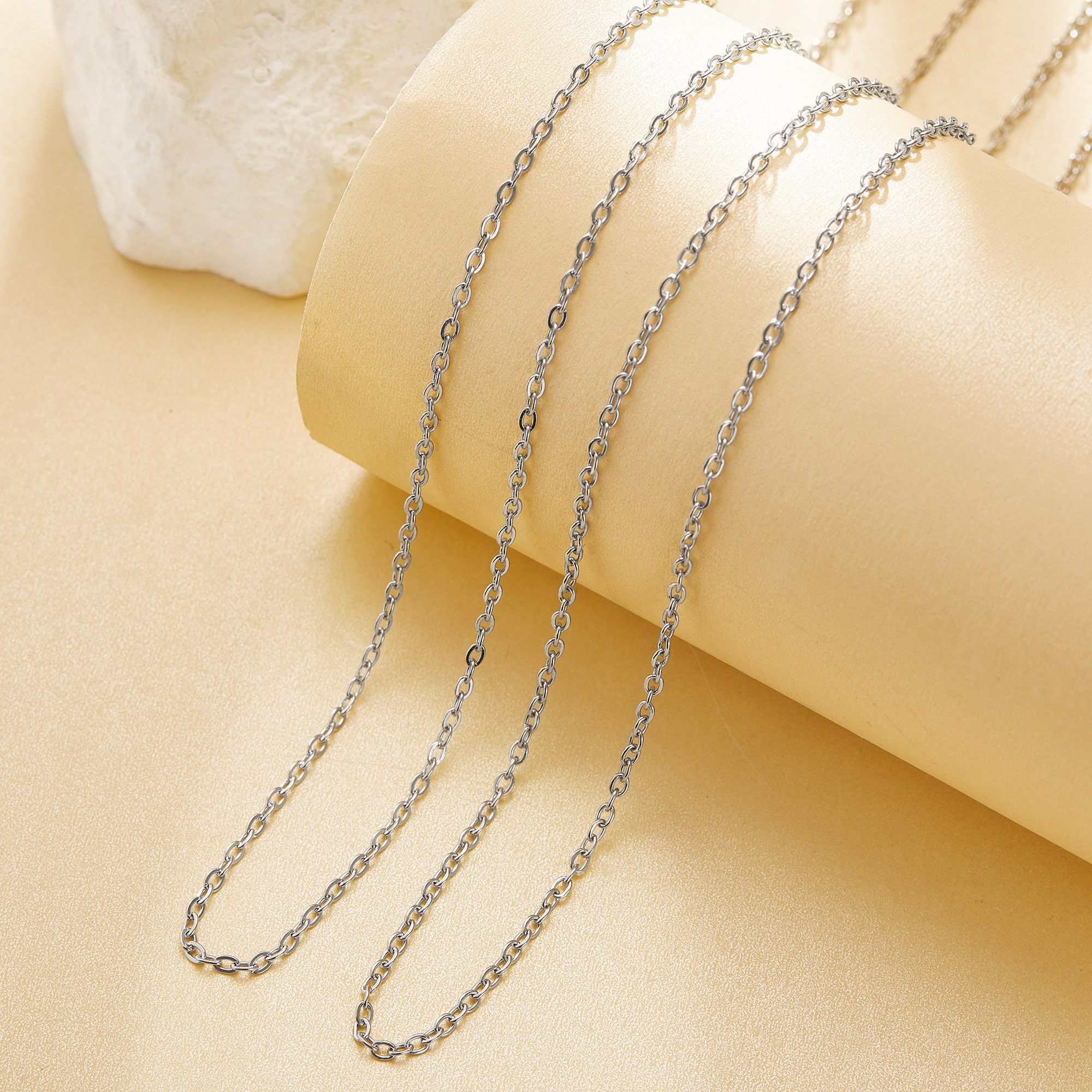 2MM Thick Simple Cable Chain Necklace,Stainless Steel Chain Necklace,Minimalist Choker Necklace,DIY Necklace Supplies 1320055