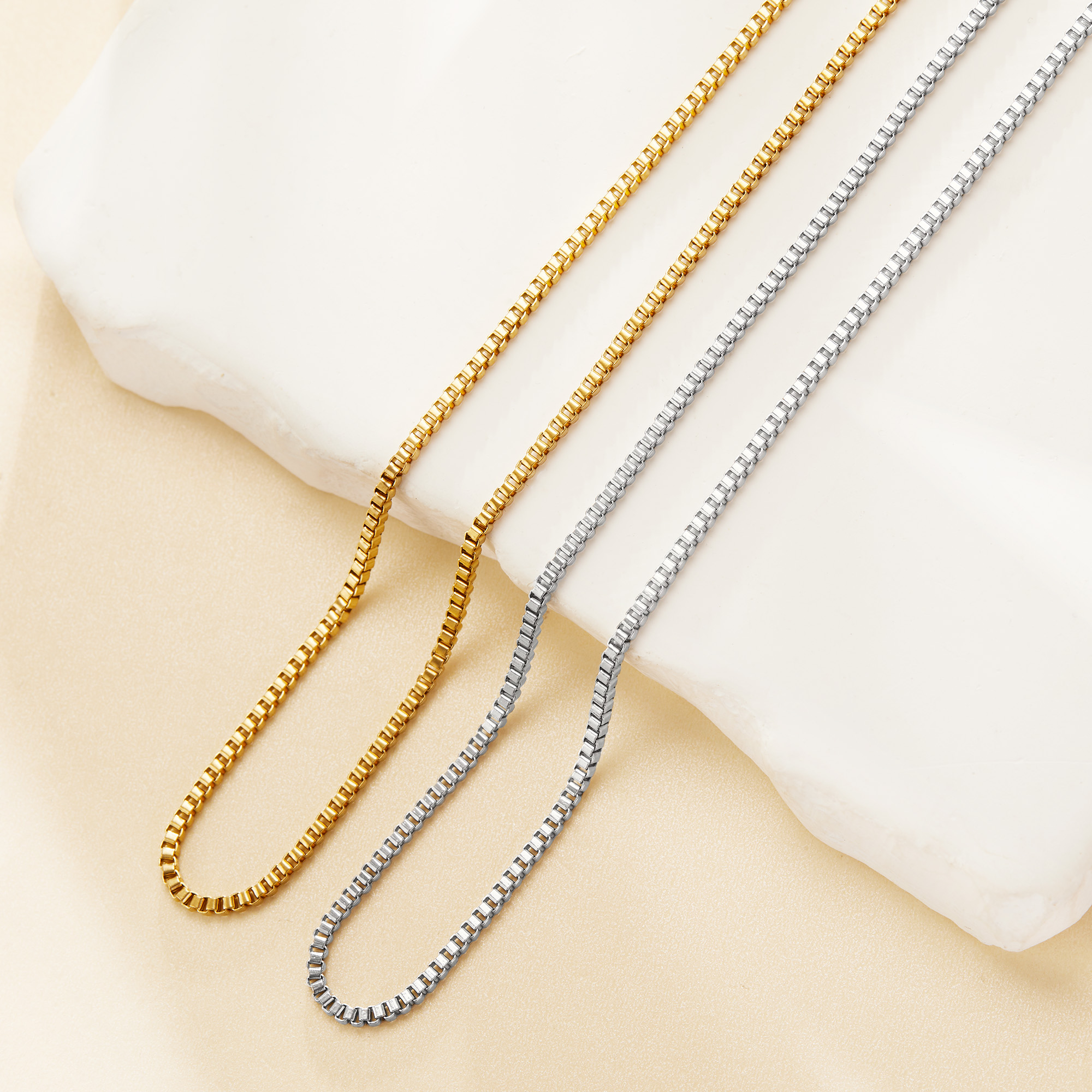 1.88MM 20Inches Thick Gold Plated Stainless Steel Box Chain Necklace,DIY Necklace Supplies 1320056