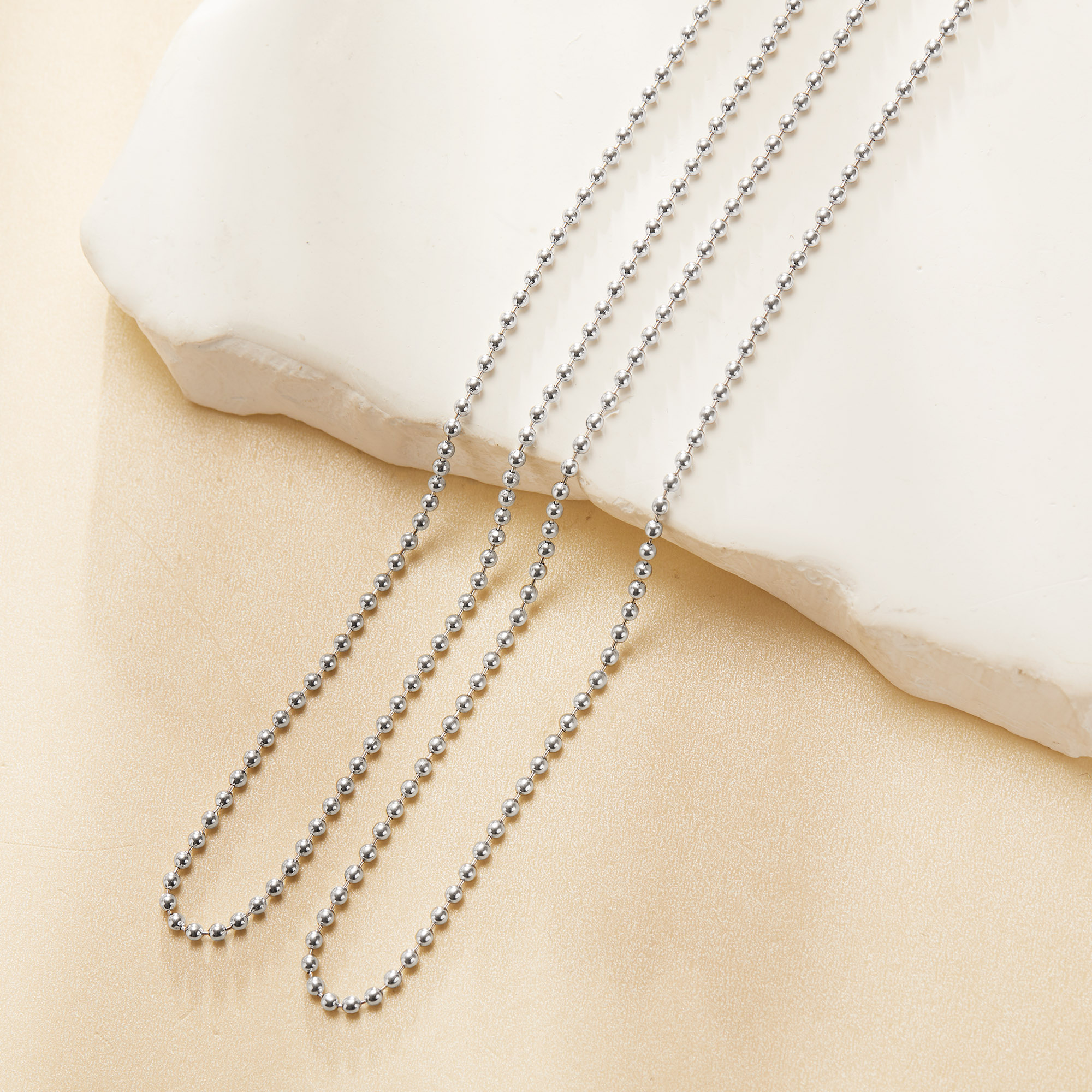 2MM Thick 22Inches Stainless Steel Bead Chain Necklace,Minimalist Bead Chain,DIY Necklace Supplies 1320061