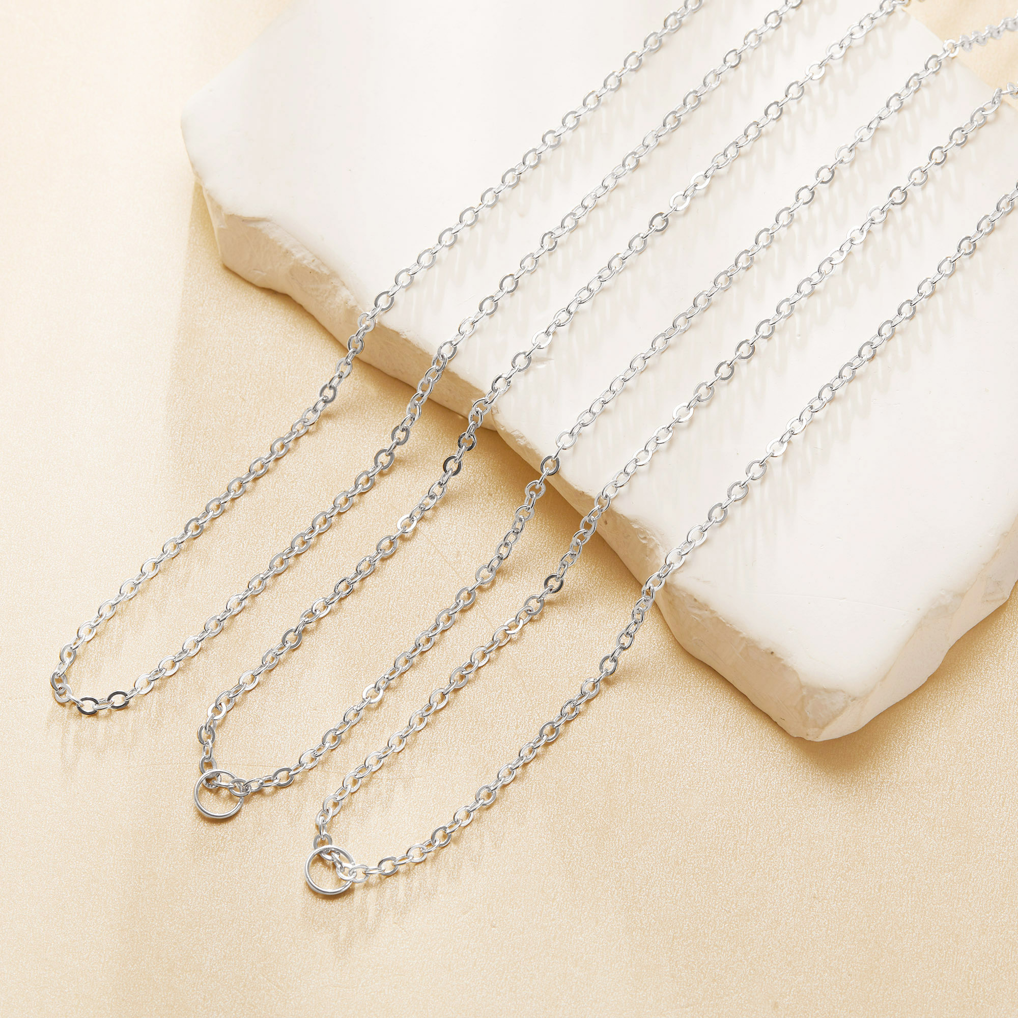 2.75MM Thick 32Inches Rhodium Plated Brass Cable Chain Necklace,Long Minimalist Cable Chain,DIY Necklace Supplies 1320062