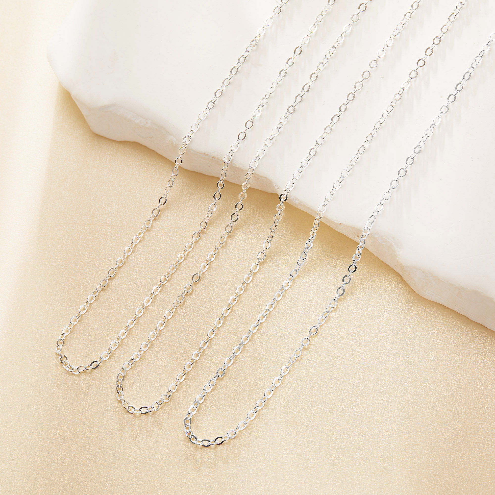 2MM Thick Silver Plated Brass Cable Chain Necklace,Minimalist Cable Chain,DIY Necklace Supplies 16''+2'' 1320064