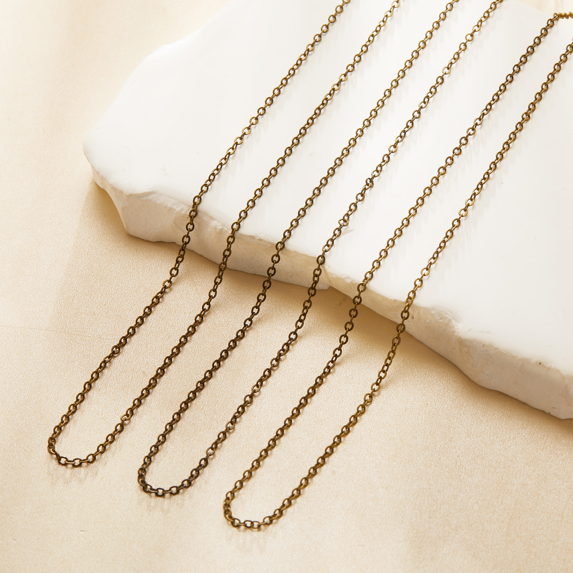 1.95MM Thick Vintage Style Brass Bronze Chain Necklace,Minimalist Cable Chain,DIY Necklace Supplies 16''+2''1320065