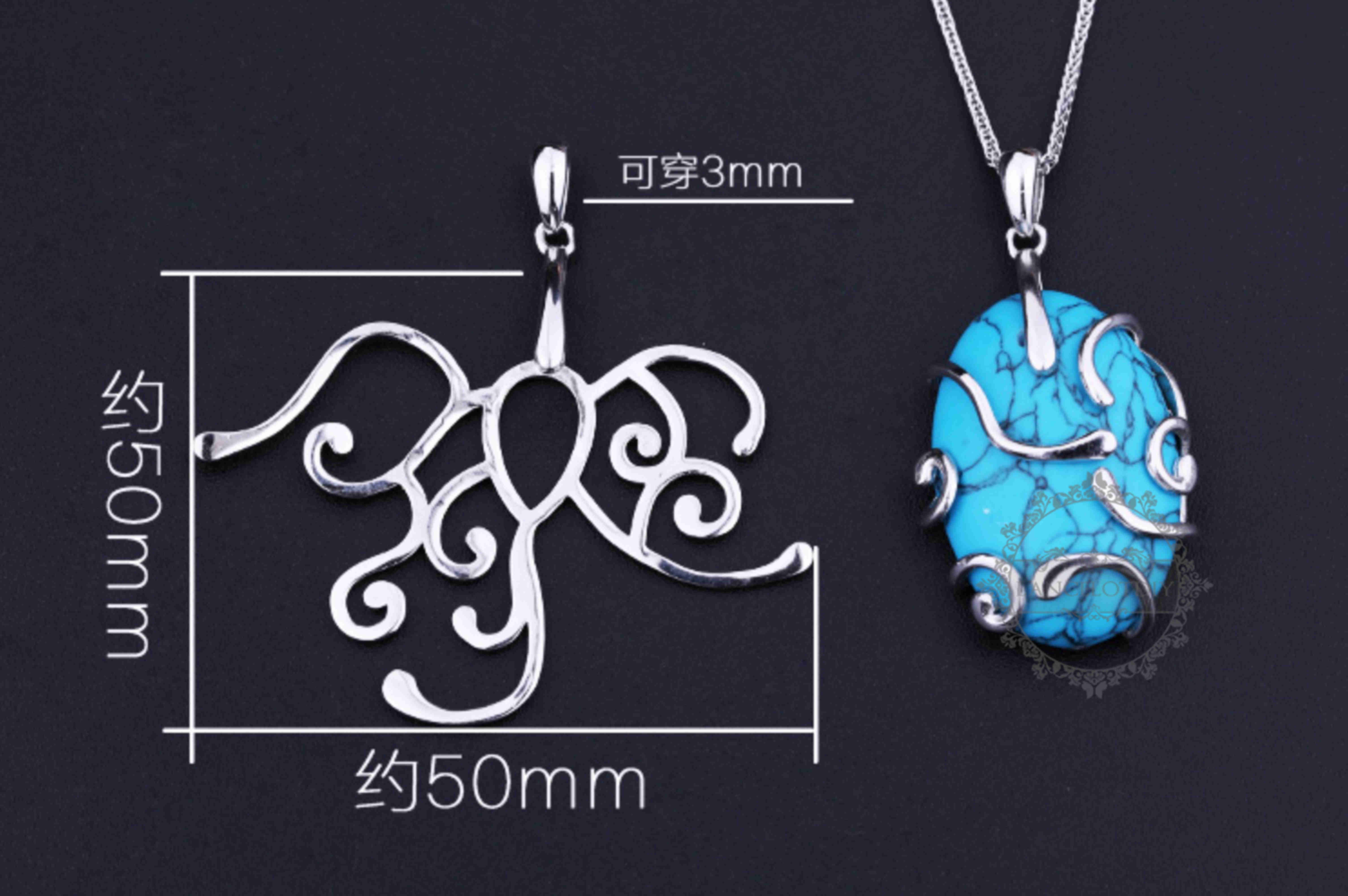 1Pcs 50MM Solid 925 Sterling Silver Adjustable Wire Stone Holder DIY Pendant Charm Supplies 1320327 - Click Image to Close