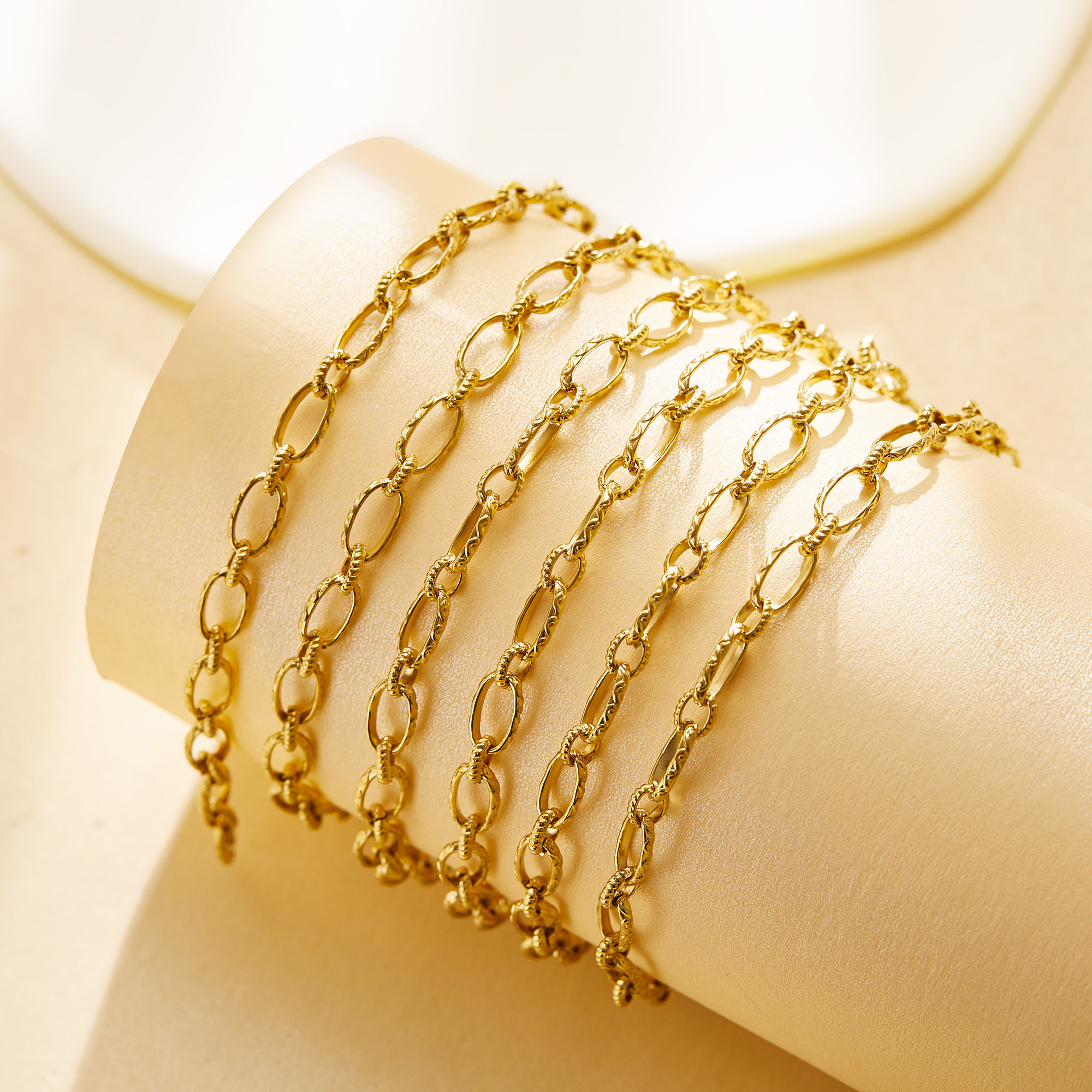 1 Meter 4.88MM Wide Gold Plated Stainless Steel Necklace,Oval Cable Chain,Simple Choker Necklace,DIY Loose Chain Necklace Supplies 1325014