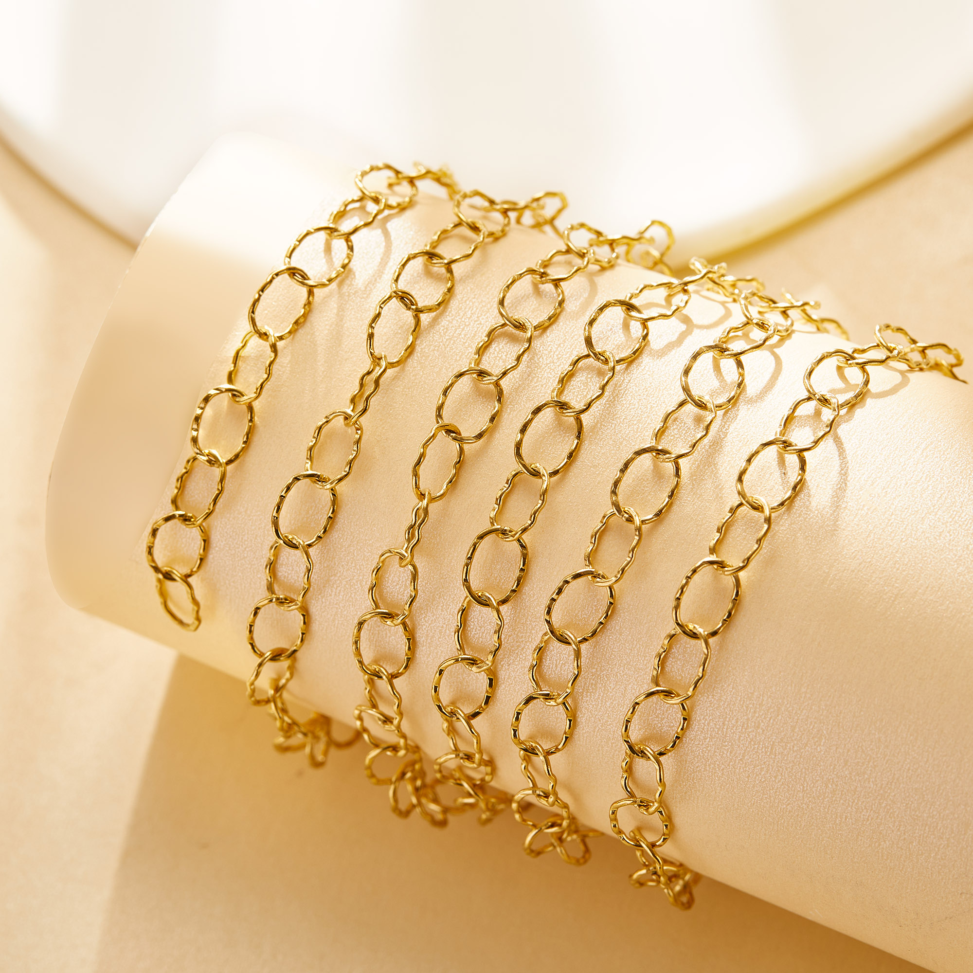 1 Meter 6.3MM Wide Gold Plated Stainless Steel Necklace,Oval Cable Chain,Minimalist Choker Necklace,DIY Loose Chain Necklace Supplies 1325015