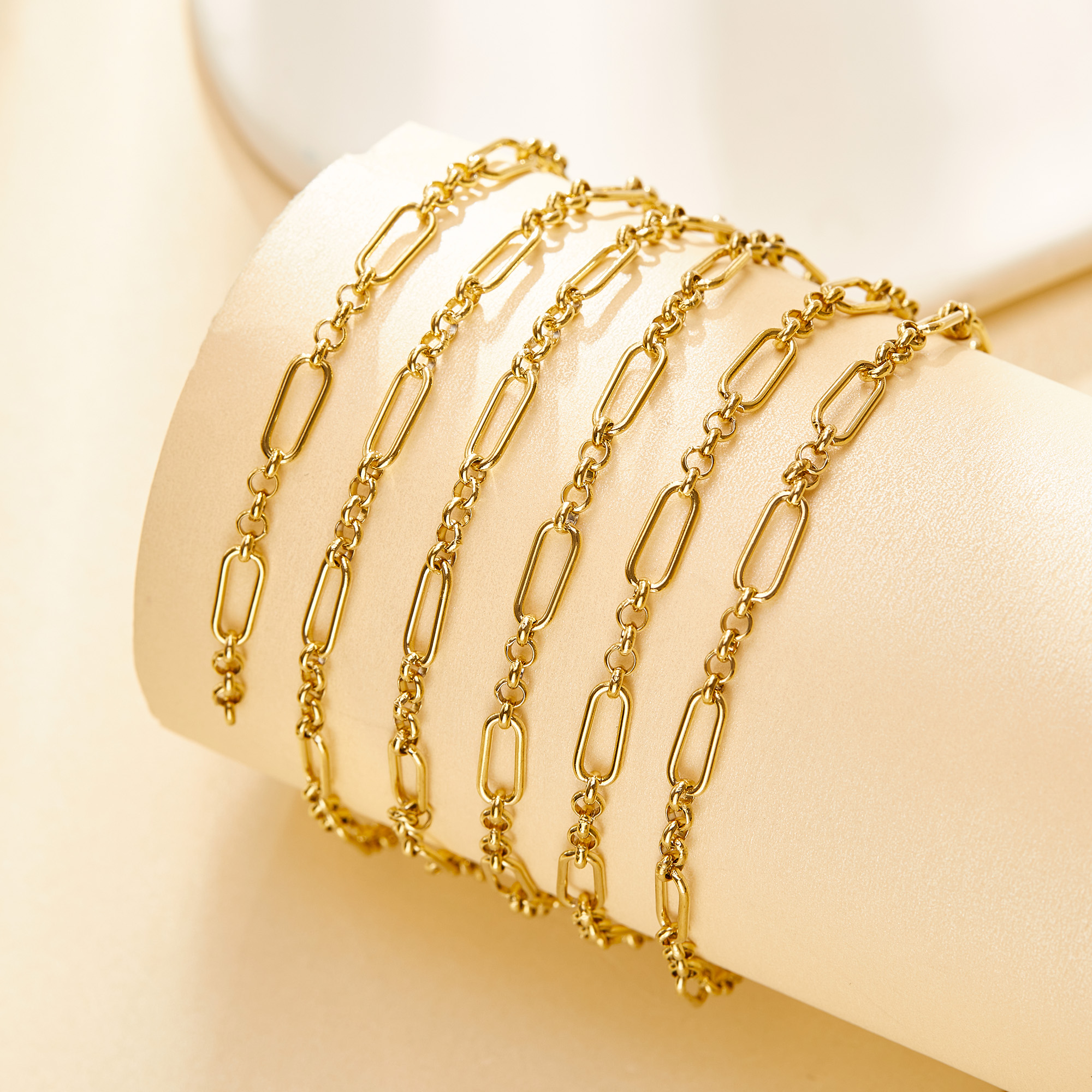 1 Meter 4.2MM Wide Gold Plated Stainless Steel Necklace,Cable Chain,Simple Chunky Choker Necklace,DIY Loose Chain Necklace Supplies 1325016