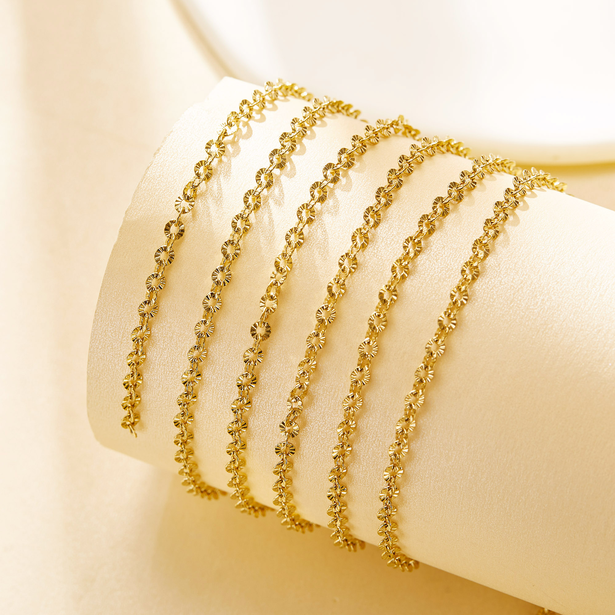 1 Meter 3MM Wide Gold Plated Stainless Steel Necklace,Round Cable Chain,Simple Choker Necklace,DIY Loose Chain Necklace Supplies 1325017