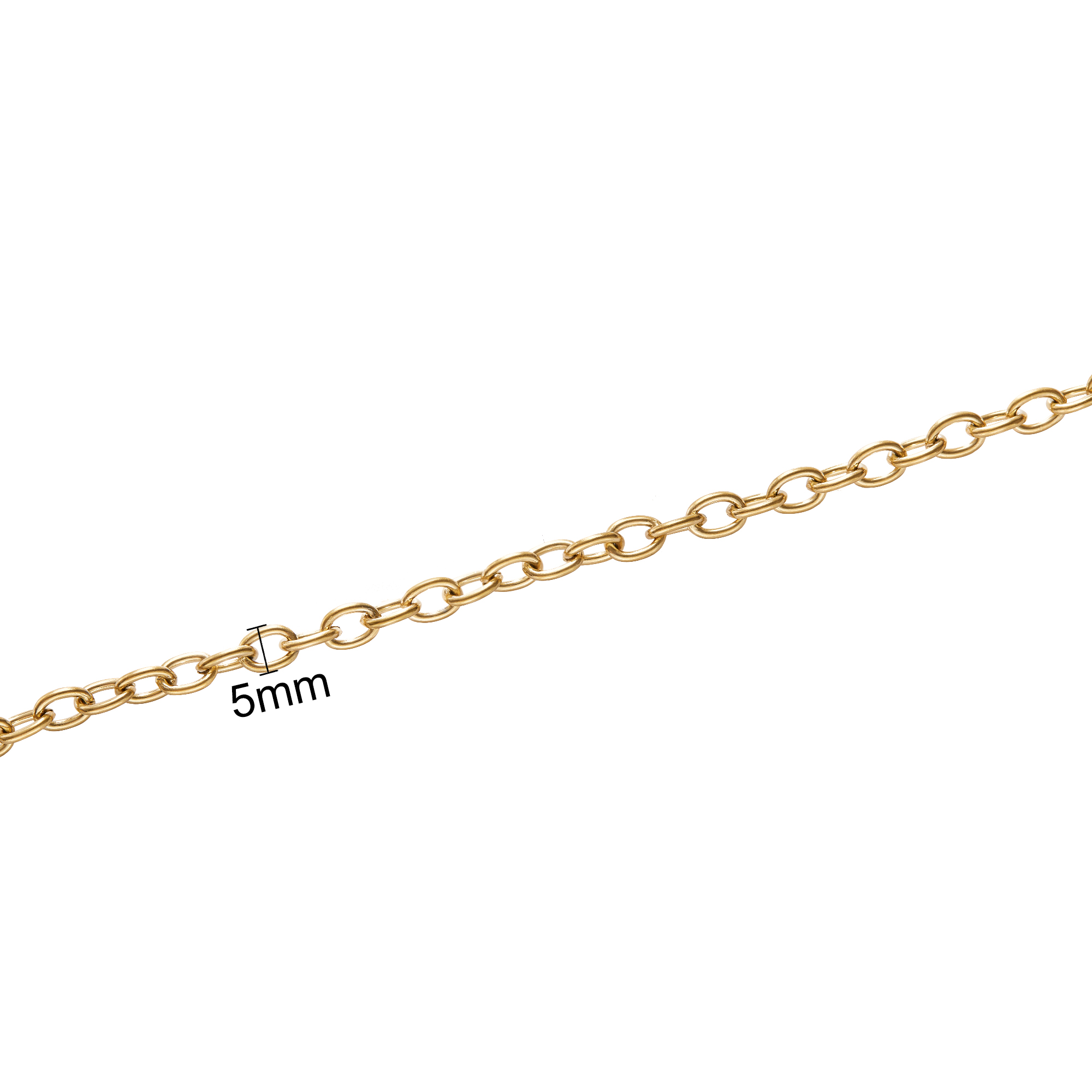 1 Meter 5MM Wide Gold Plated Stainless Steel Necklace,Oval Cable Chain,Simple Choker Necklace,DIY Loose Chain Necklace Supplies 1325018