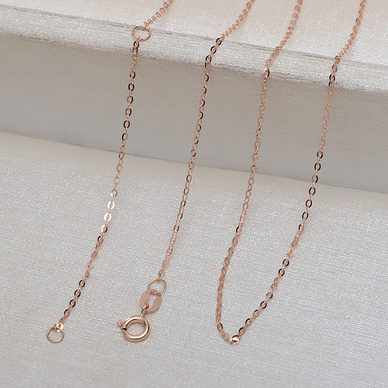 0.9MM Solid 18K Rose Gold Necklace,Au750 Necklace,18K Gold Cable Necklace,DIY Necklace Chain Supplies 16''+2'' 1329006 - Click Image to Close