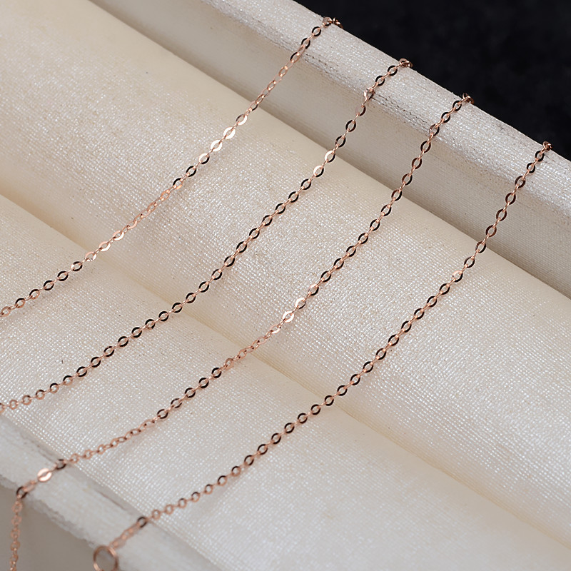 0.9MM Solid 18K Rose Gold Necklace,Au750 Necklace,18K Gold Cable Necklace,DIY Necklace Chain Supplies 16''+2'' 1329006 - Click Image to Close