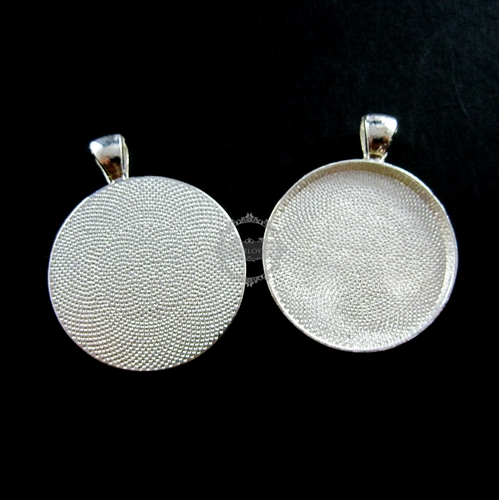 10pcs 30mm setting size silver oval pendant bezels settings tray 1411040 - Click Image to Close