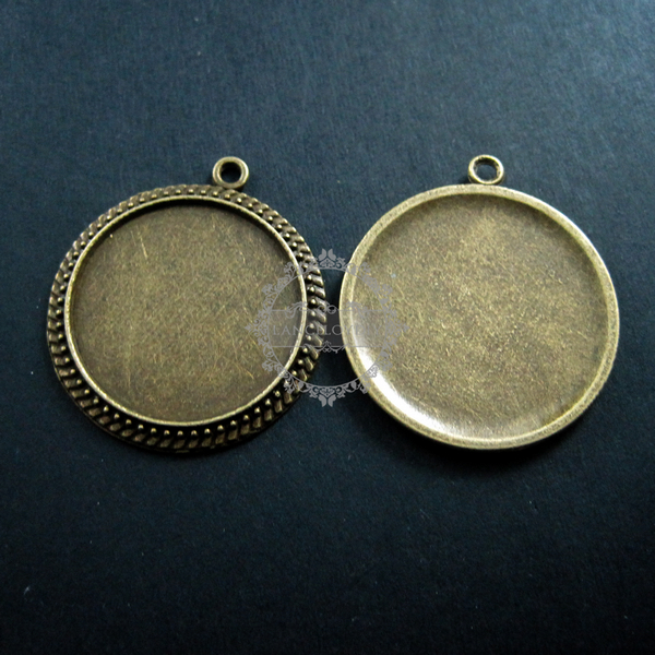 10pcs 25mm vintage antiqued bronze round pendant base tray settings for cabochon DIY jewelry supplies 1411045 - Click Image to Close