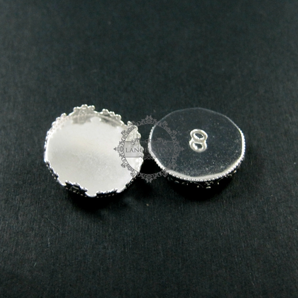 20pcs 20mm setting size vintage style silvery crown round button bezel tray DIY supplies 1411056 - Click Image to Close