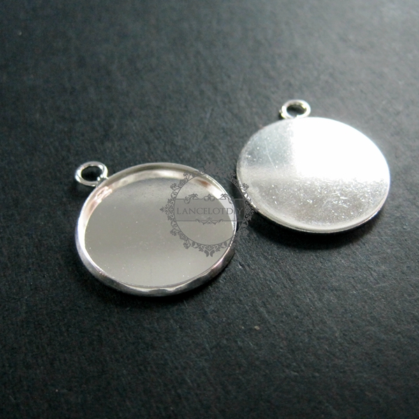 20pcs 18mm setting size one loop silvery round bezel tray DIY pendant charm supplies 1411060 - Click Image to Close