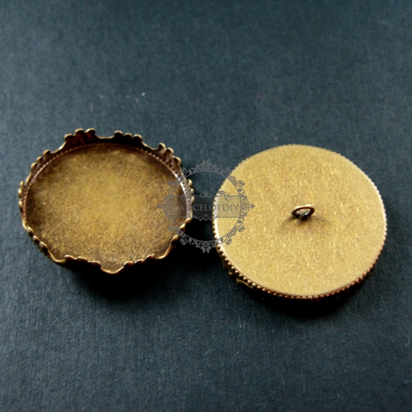10pcs 25mm setting size vintage style brass bronze antiqued crown shape button DIY supplies 1411064 - Click Image to Close