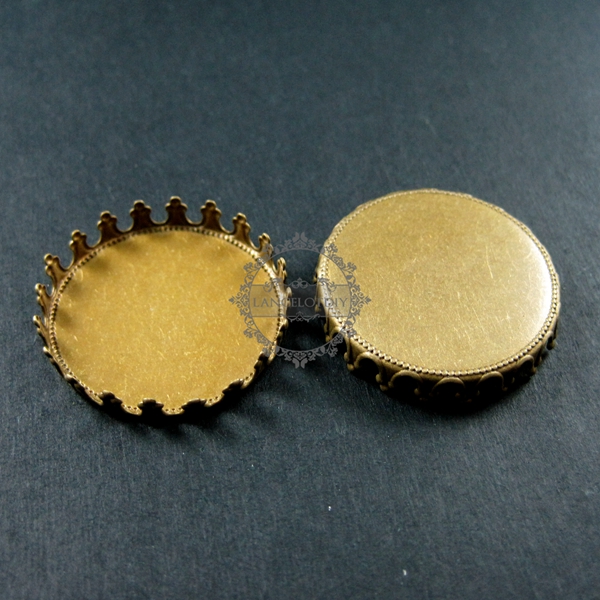 10pcs 25mm setting size vintage style bronze crown round bezel base DIY supplies 1411069 - Click Image to Close