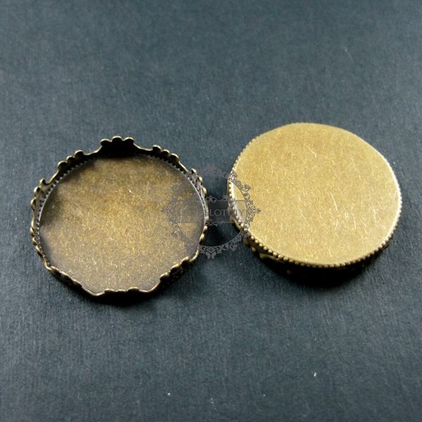 10pcs 25mm setting size vintage style bronze crown round bezel base DIY supplies 1411070 - Click Image to Close