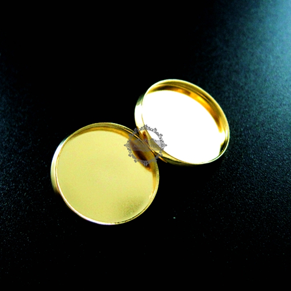 10pcs 16MM setting size simple 14K light gold plated round button bezel base DIY supplies 1411116 - Click Image to Close