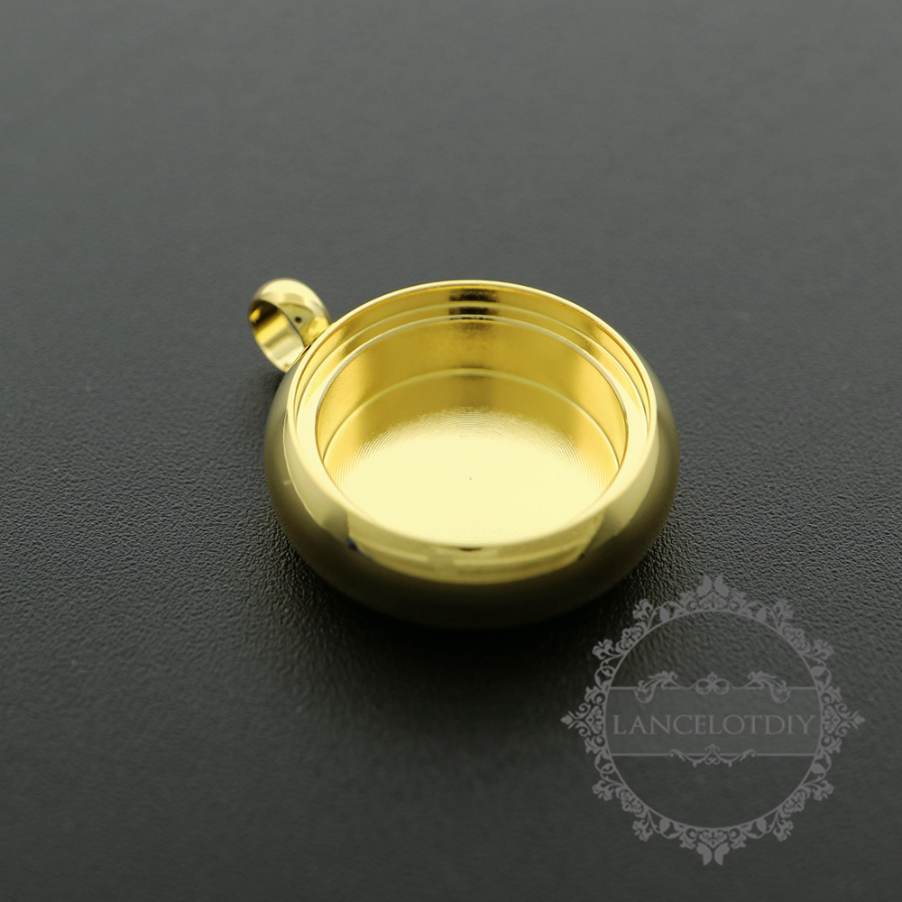 5pcs 16mm round bezel 5mm depth gold floating pendant charm supplies 1411199-3 - Click Image to Close