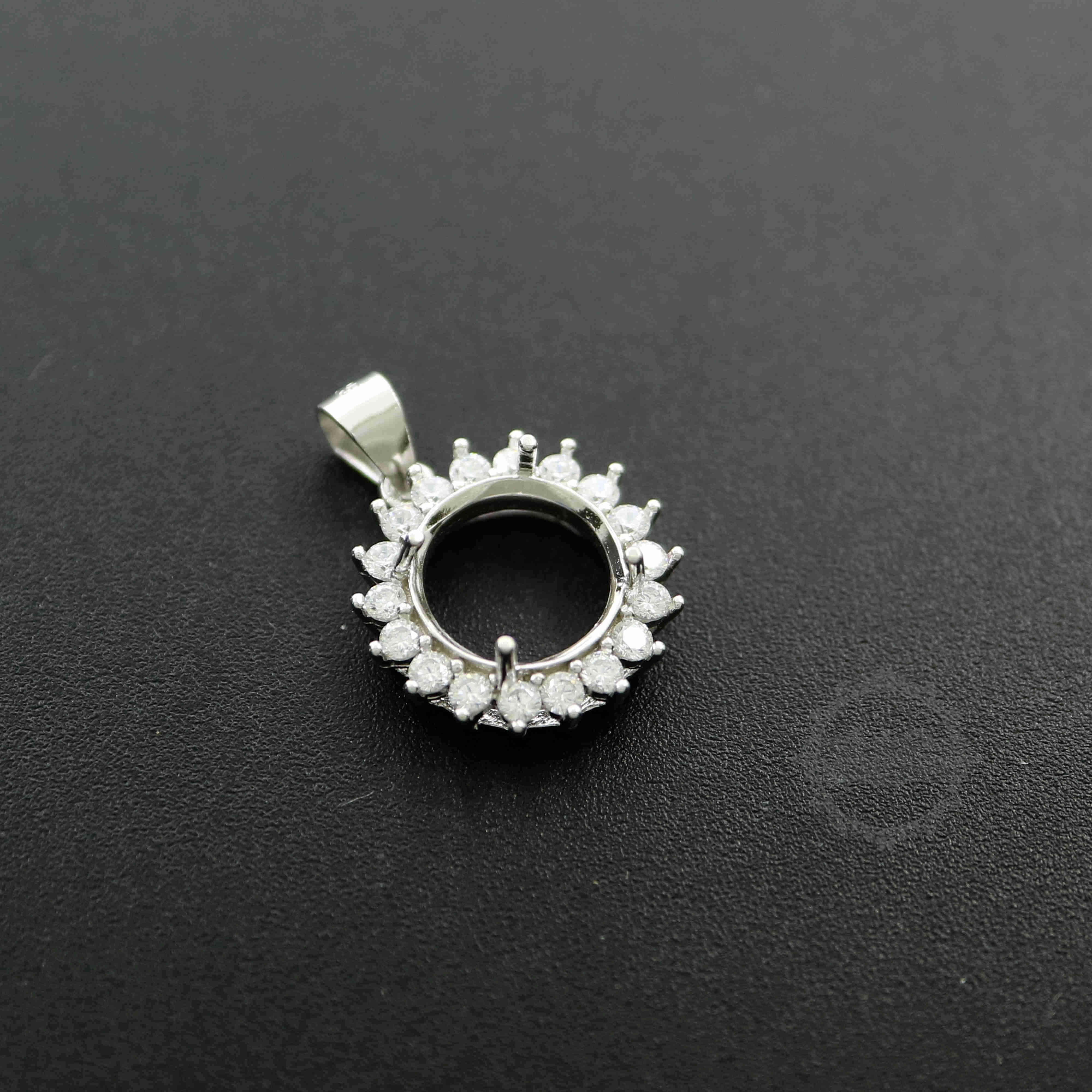 1Pcs 6-15MM Simple Round Prong Bezel Settings For Cz Stone Solid 925 Sterling Silver DIY Pendant Charm Tray 1411210 - Click Image to Close