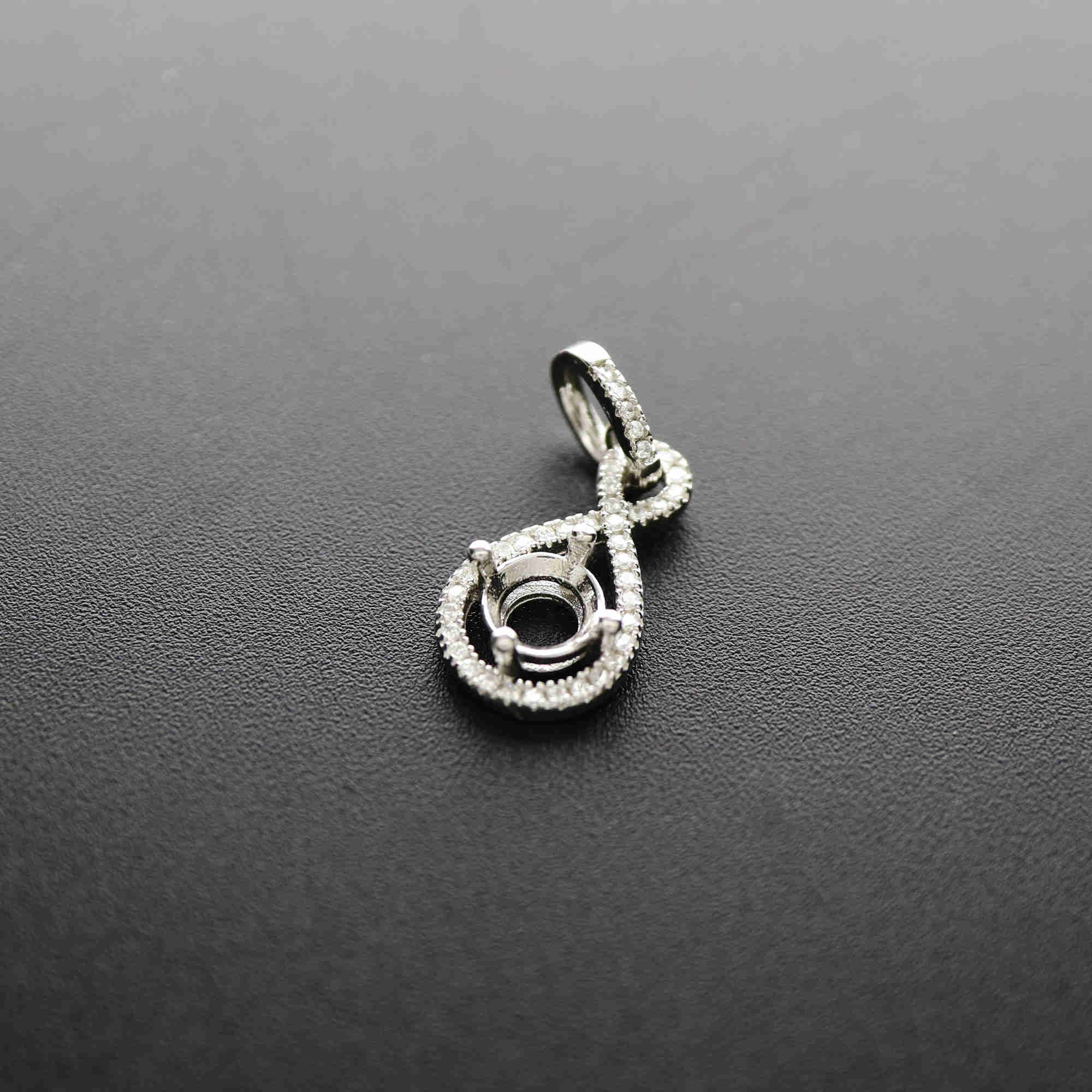 1Pcs 6.5MM Round Bezel Gemstone Cz Stone Solid 925 Sterling Silver Prong Pendant Charm Settings 1411228 - Click Image to Close