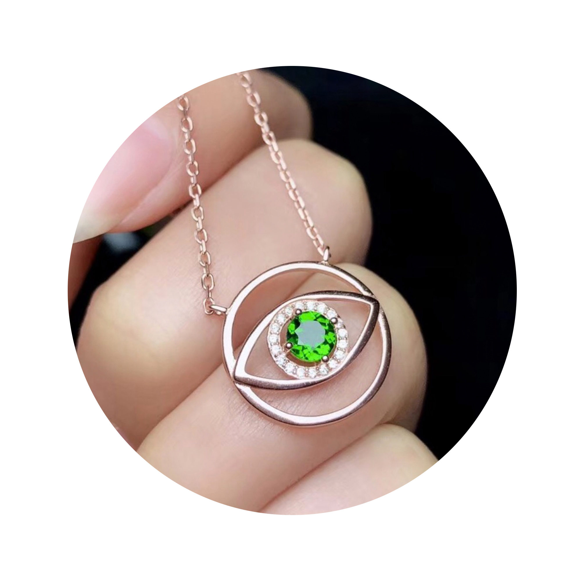 1Pcs 5MM Solid 925 Sterling Silver Rose Gold Round Eye Gemstone Prong Bezel Settings DIY Pendant Necklace 16''+2'' 1411238 - Click Image to Close