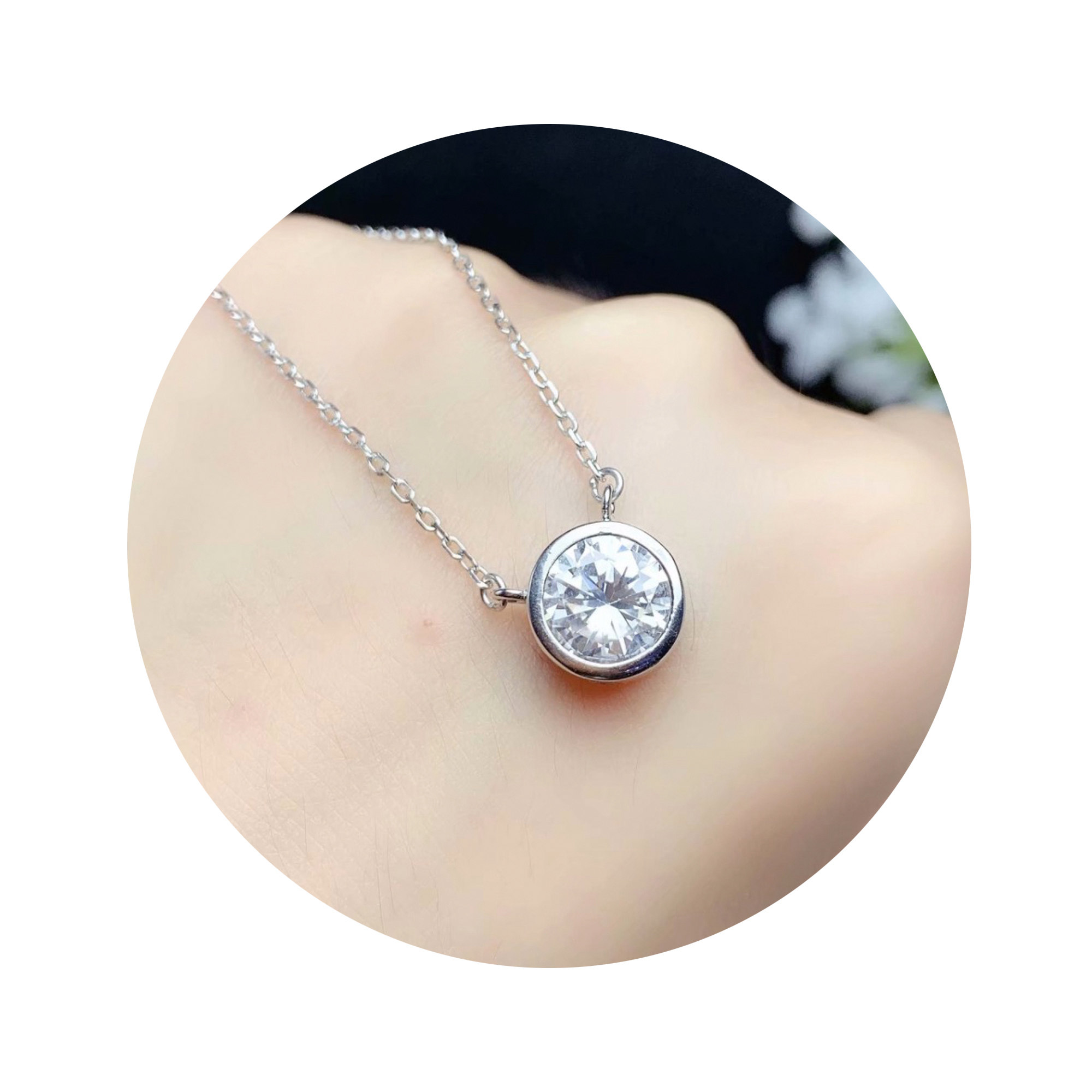 1Pcs 6.5-8MM Solid 925 Sterling Silver Simple Round Gemstone Prong Bezel Settings DIY Pendant Necklace 16''+2'' 1411239 - Click Image to Close