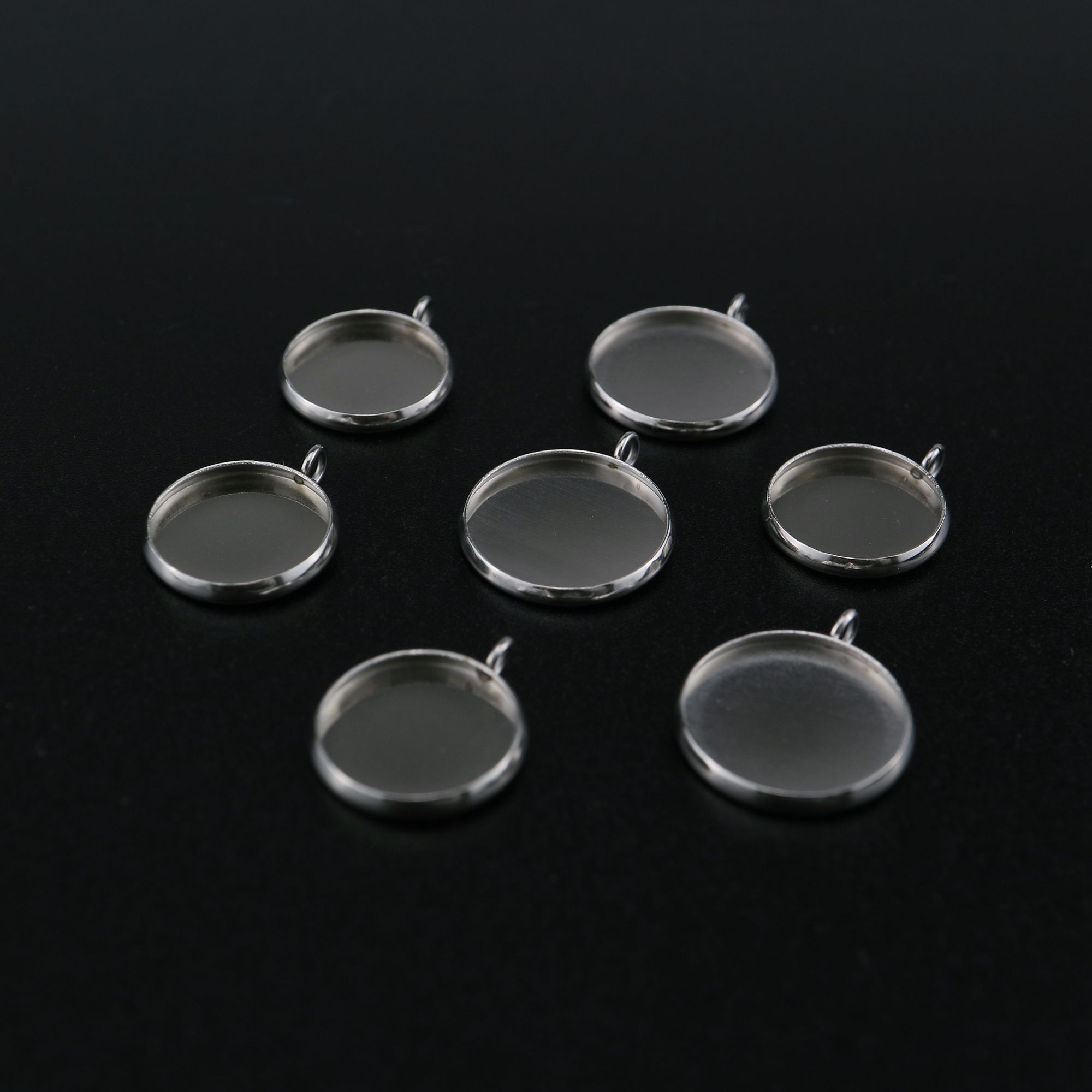 10Pcs 6-20MM Stainless Steel Round Bezel Pendant Settings for Cabochon DIY Jewelry Supplies 1411251 - Click Image to Close