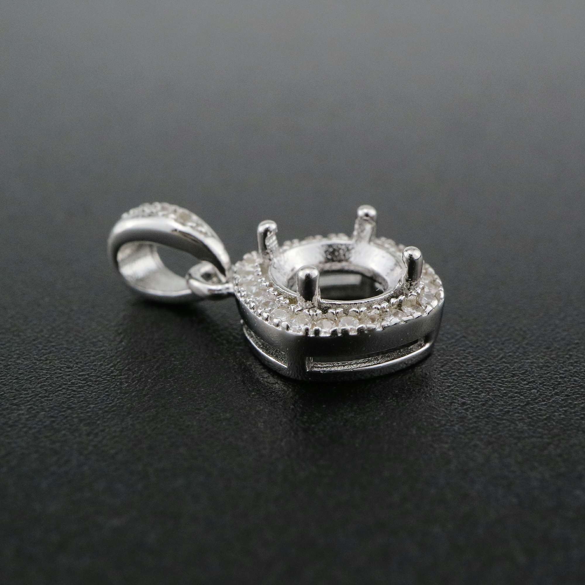 1Pcs 6.5MM Round Prong Pendant Settings Solid 925 Sterling Silver Gesmtone Charm Bezel Tray DIY Supplies 1411253 - Click Image to Close