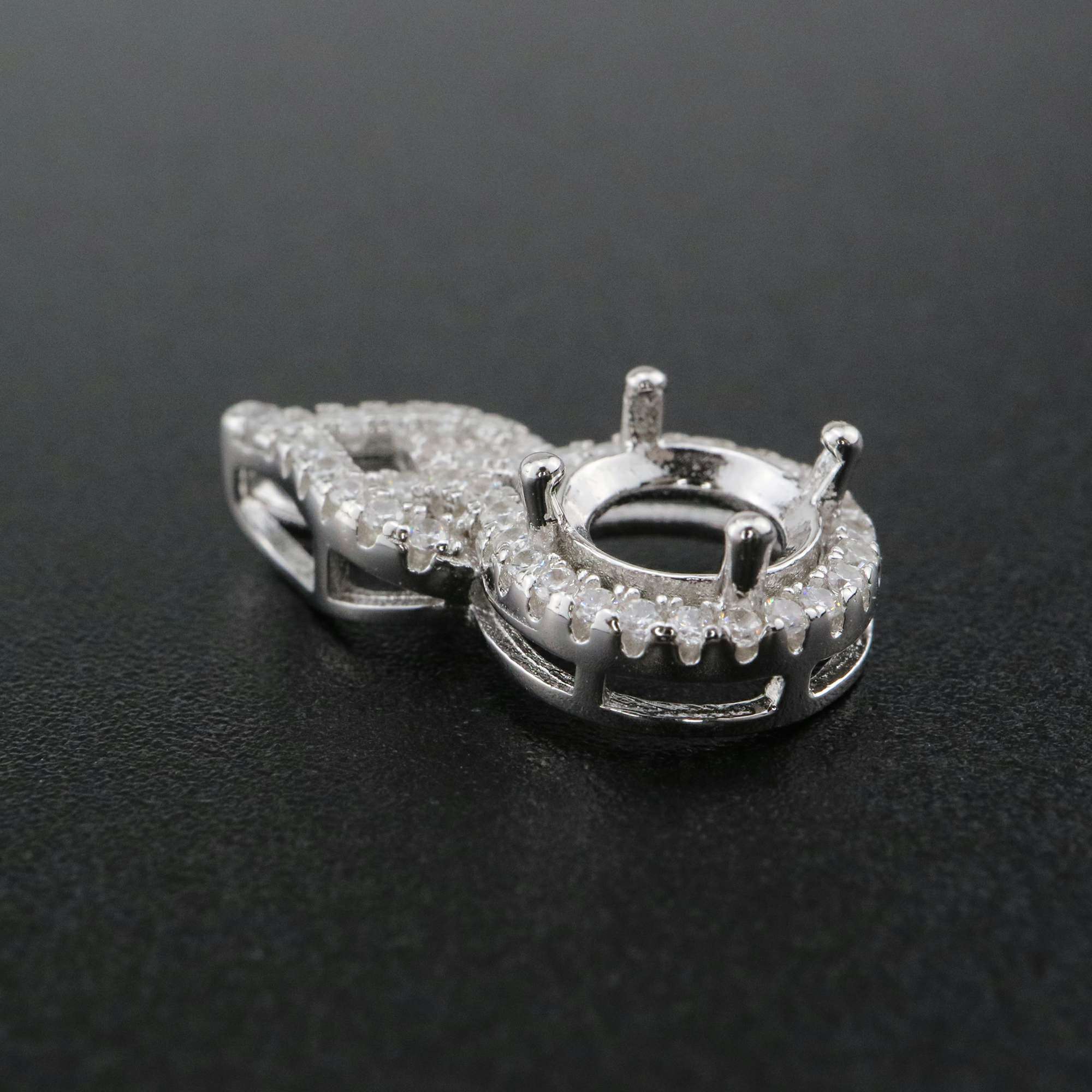 1Pcs 5-11MM Round Prong Pendant Settings Solid 925 Sterling Silver Filigree Gemstone Charm Bezel Tray DIY Supplies 1411254 - Click Image to Close