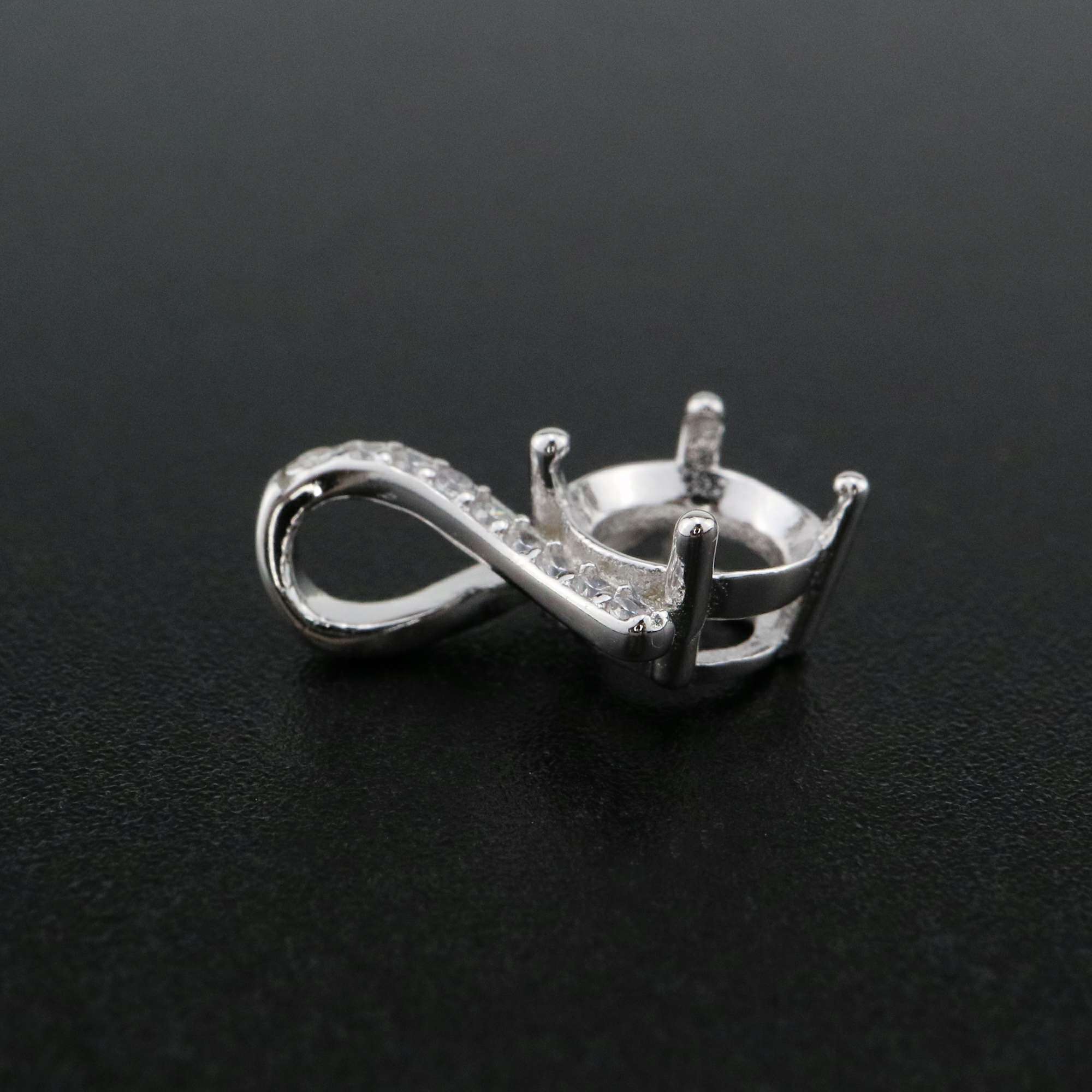 1Pcs 6-8MM Round Prong Pendant Settings Solid 925 Sterling Silver Gesmtone Charm Bezel Tray DIY Supplies 1411256 - Click Image to Close