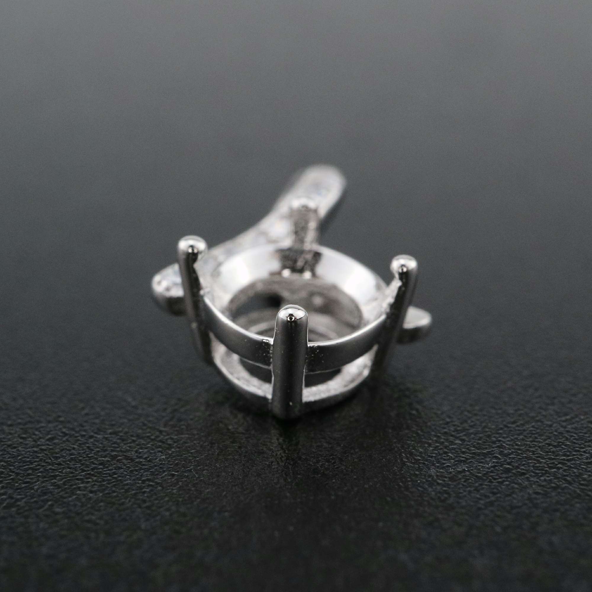 1Pcs 6-8MM Round Prong Pendant Settings Solid 925 Sterling Silver Gesmtone Charm Bezel Tray DIY Supplies 1411256 - Click Image to Close