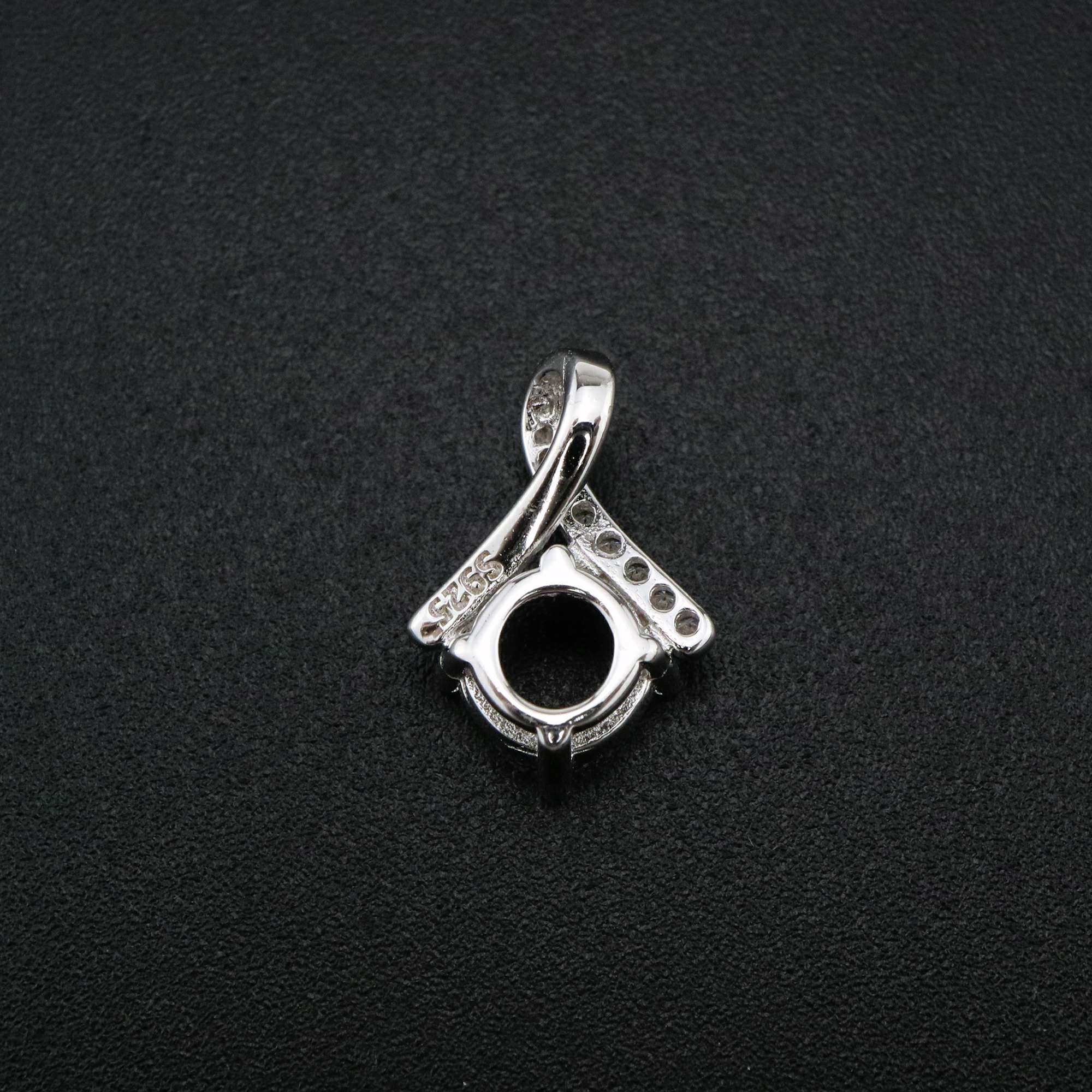 1Pcs 6-8MM Round Prong Pendant Settings Solid 925 Sterling Silver Gesmtone Charm Bezel Tray DIY Supplies 1411256 - Click Image to Close