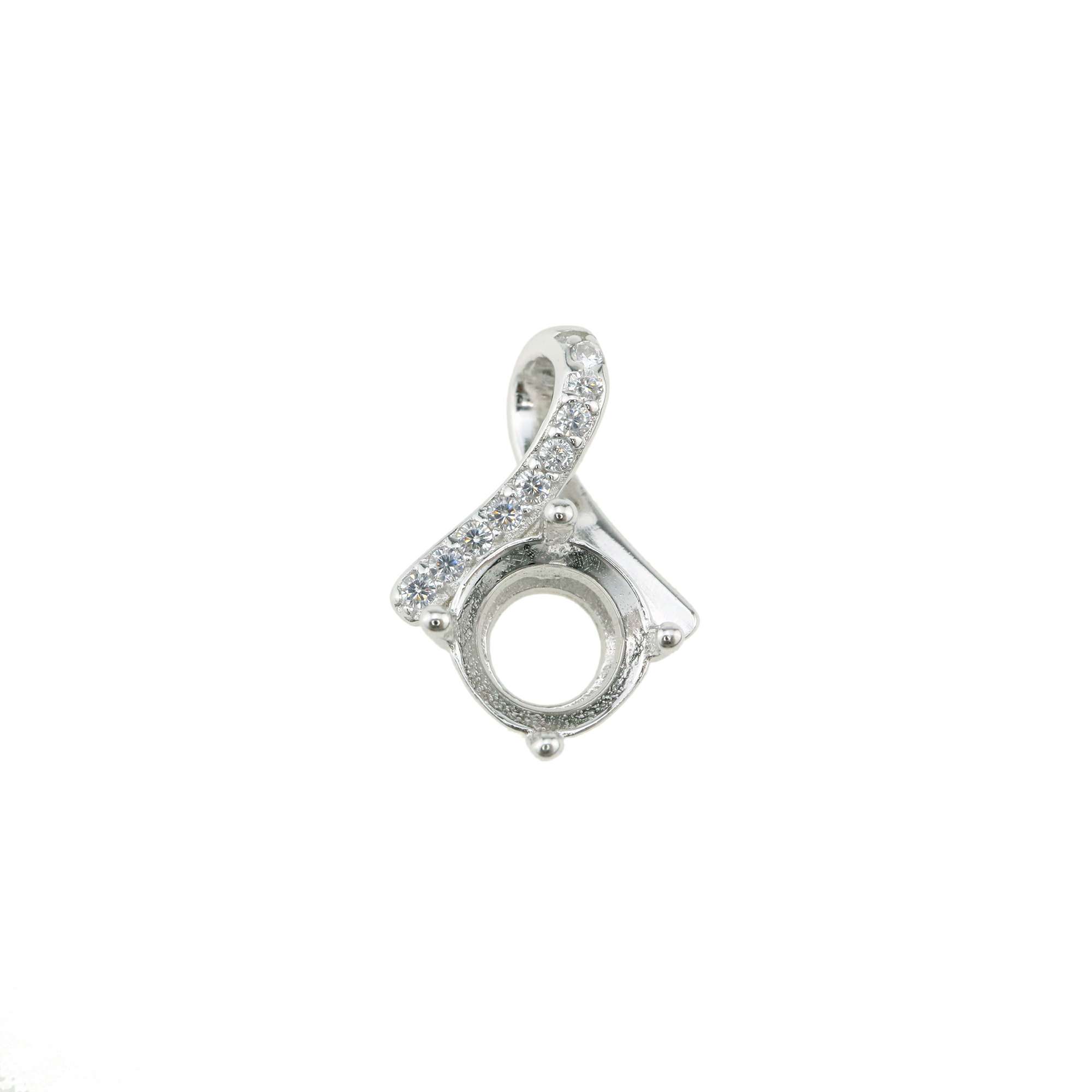 1Pcs 6-8MM Round Prong Pendant Settings Solid 925 Sterling Silver Gesmtone Charm Bezel Tray DIY Supplies 1411256 - Click Image to Close