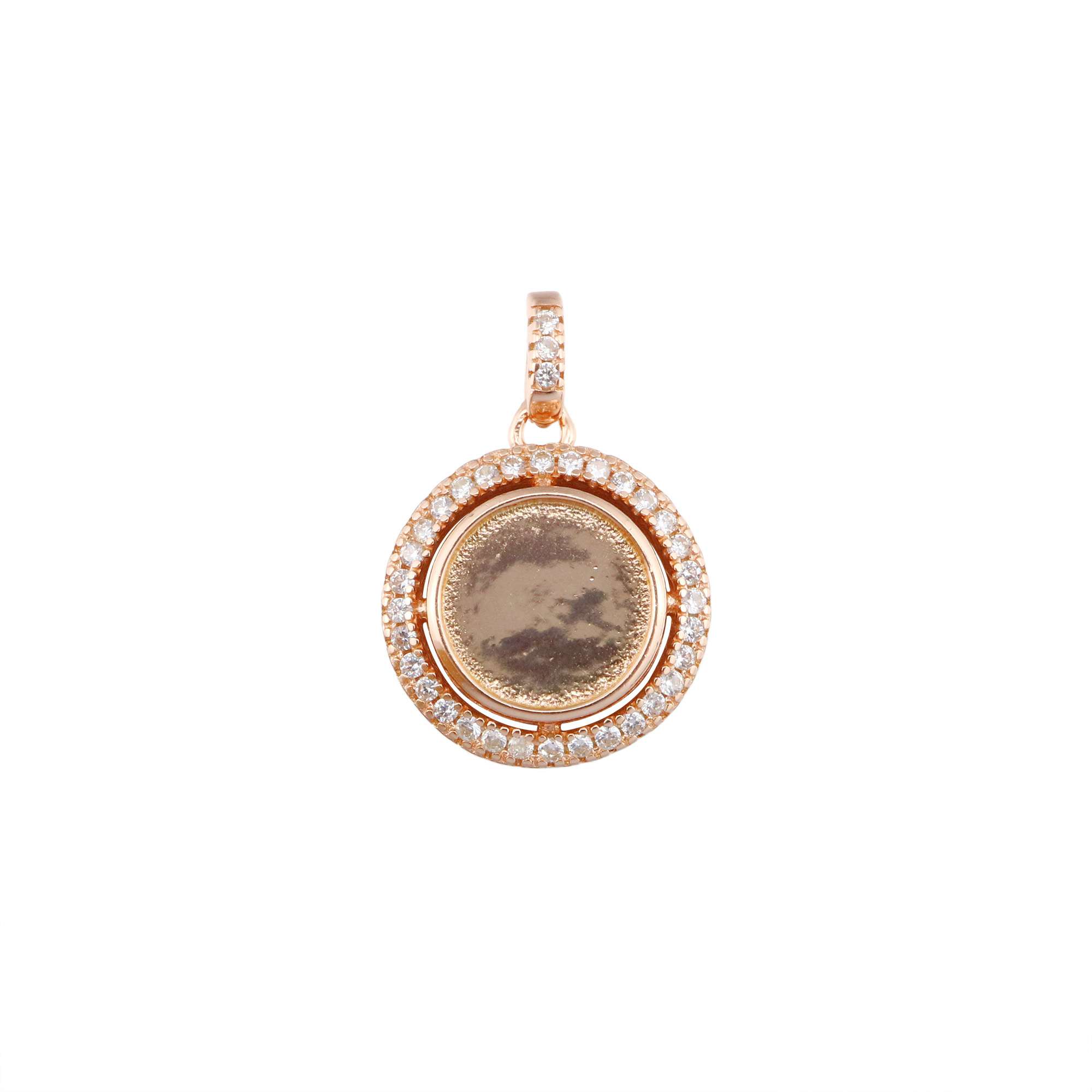 Keepsake Breast Milk Resin Round Pendant Bezel 8MM Solid Back Cabochon Settings 925 Sterling Silver Rose Gold Plated Halo Charm DIY Supplies 1411273 - Click Image to Close