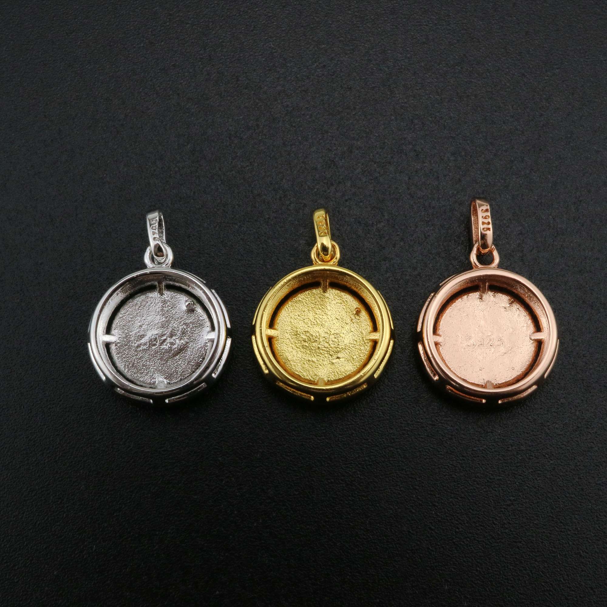 Keepsake Breast Milk Resin Round Pendant Bezel 8MM Solid Back Cabochon Settings 925 Sterling Silver Rose Gold Plated Halo Charm DIY Supplies 1411273 - Click Image to Close