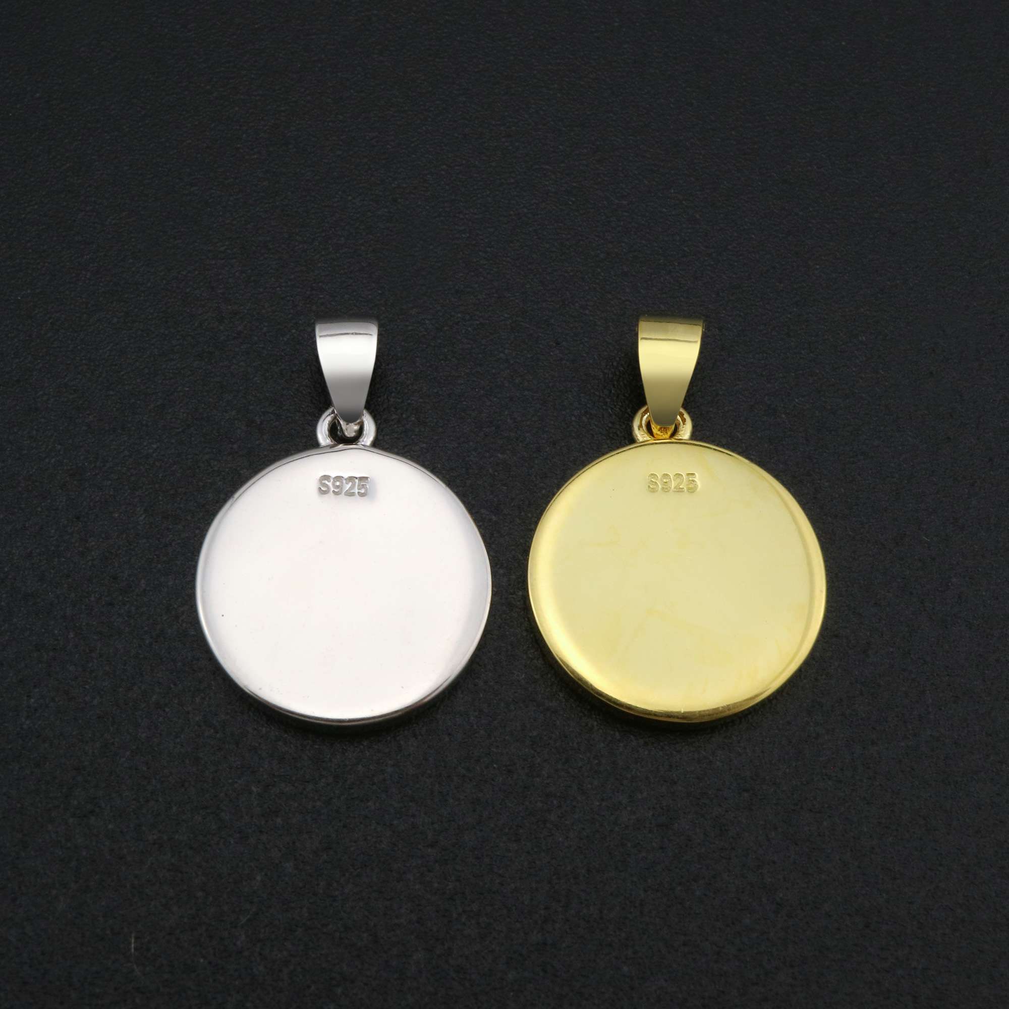 Round Bezel Settings for Breast Milk Resin Gold Plated Solid 925 Sterling Silver Pendant Charm DIY Supplies 1411274 - Click Image to Close