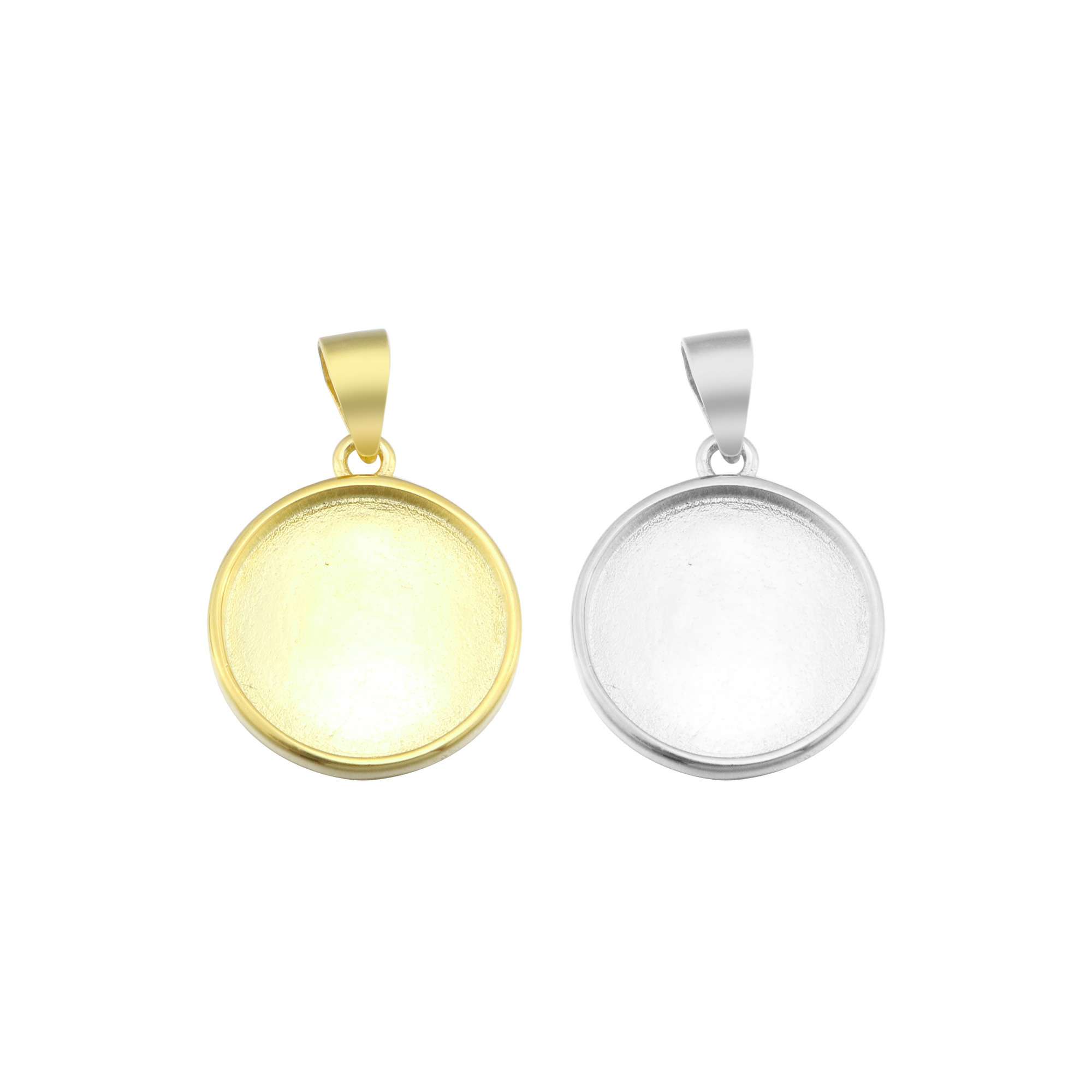 Round Bezel Settings for Breast Milk Resin Gold Plated Solid 925 Sterling Silver Pendant Charm DIY Supplies 1411274 - Click Image to Close