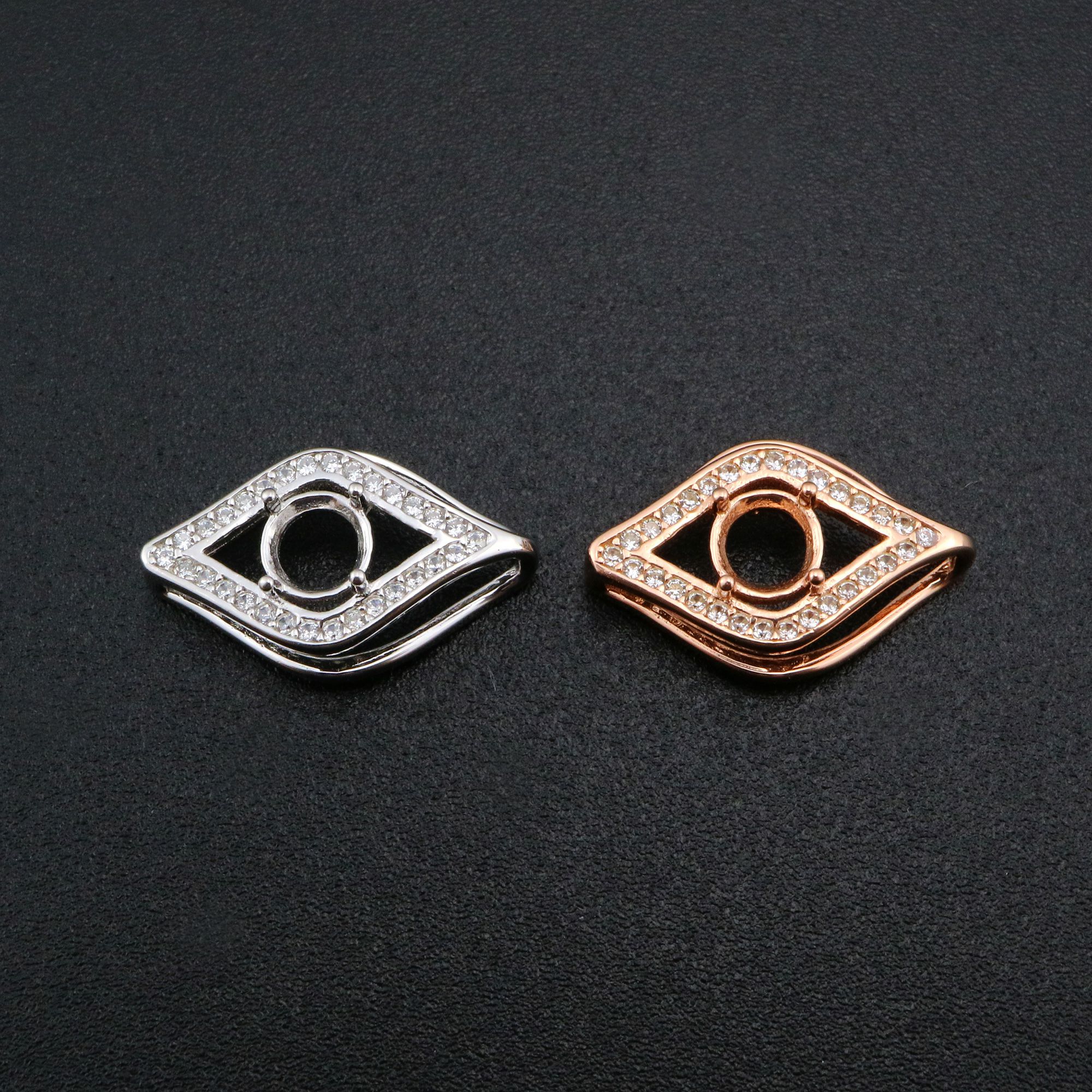 5MM Round Prong Pendant Settings Evil Eye of Horus Rose Gold Plated Solid 925 Sterling Silver Charm Bezel for Gemstone DIY Supplies 1411276 - Click Image to Close