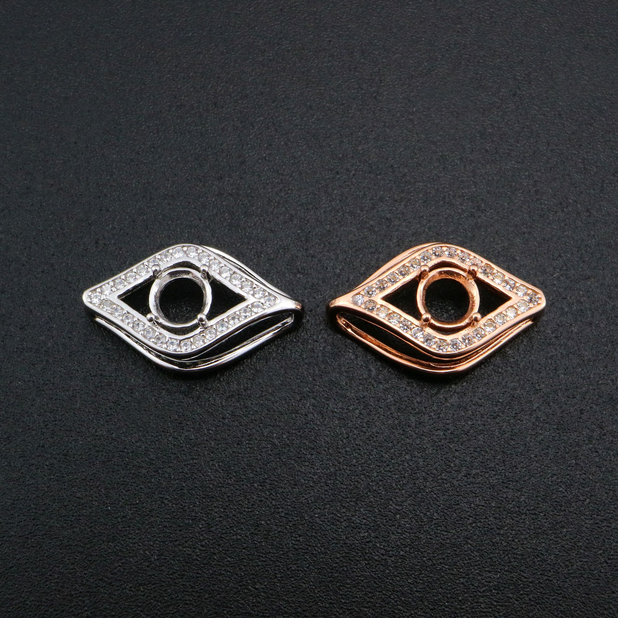 5MM Round Prong Pendant Settings Evil Eye of Horus Rose Gold Plated Solid 925 Sterling Silver Charm Bezel for Gemstone DIY Supplies 1411276 - Click Image to Close