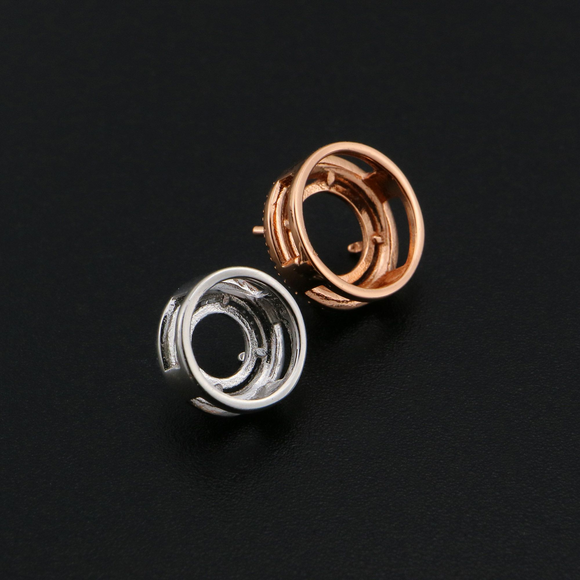 4-15MM Halo Round Prong Pendant Settings Solid 925 Sterling Silver Rose Gold Plated Charm Bezel DIY Gemstone Supplies 1411277 - Click Image to Close