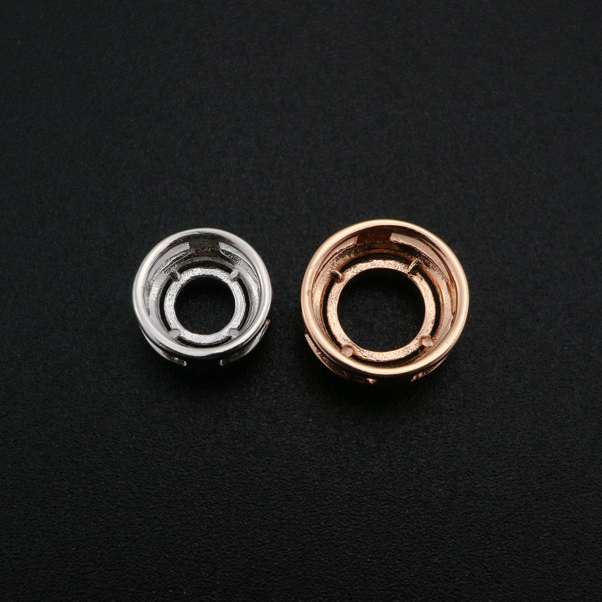 4-15MM Halo Round Prong Pendant Settings Solid 925 Sterling Silver Rose Gold Plated Charm Bezel DIY Gemstone Supplies 1411277 - Click Image to Close