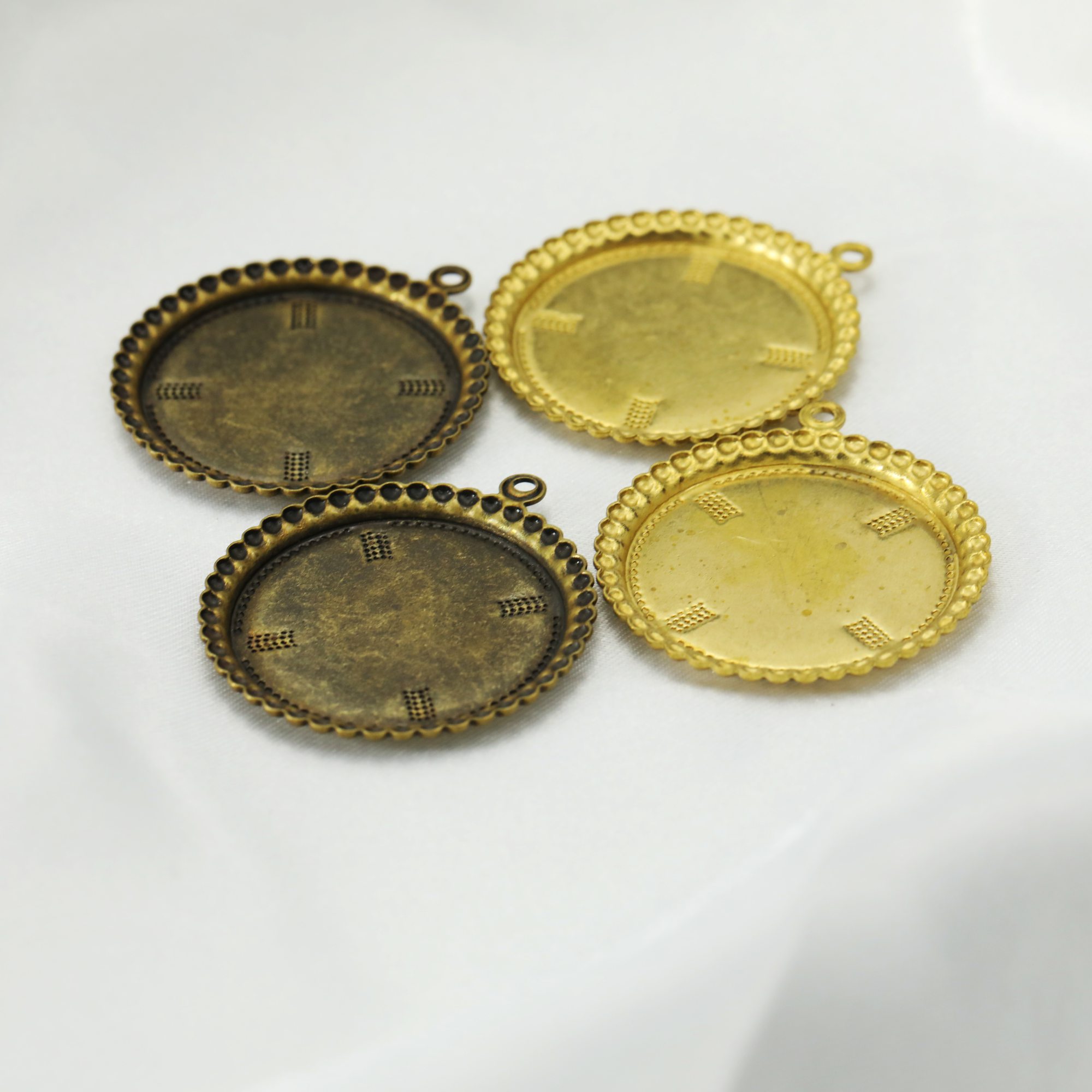 20Pcs 25MM Round Brass Bronze Antiqued Pendant Bezel Settings DIY Jewelry Supplies 1411307 - Click Image to Close
