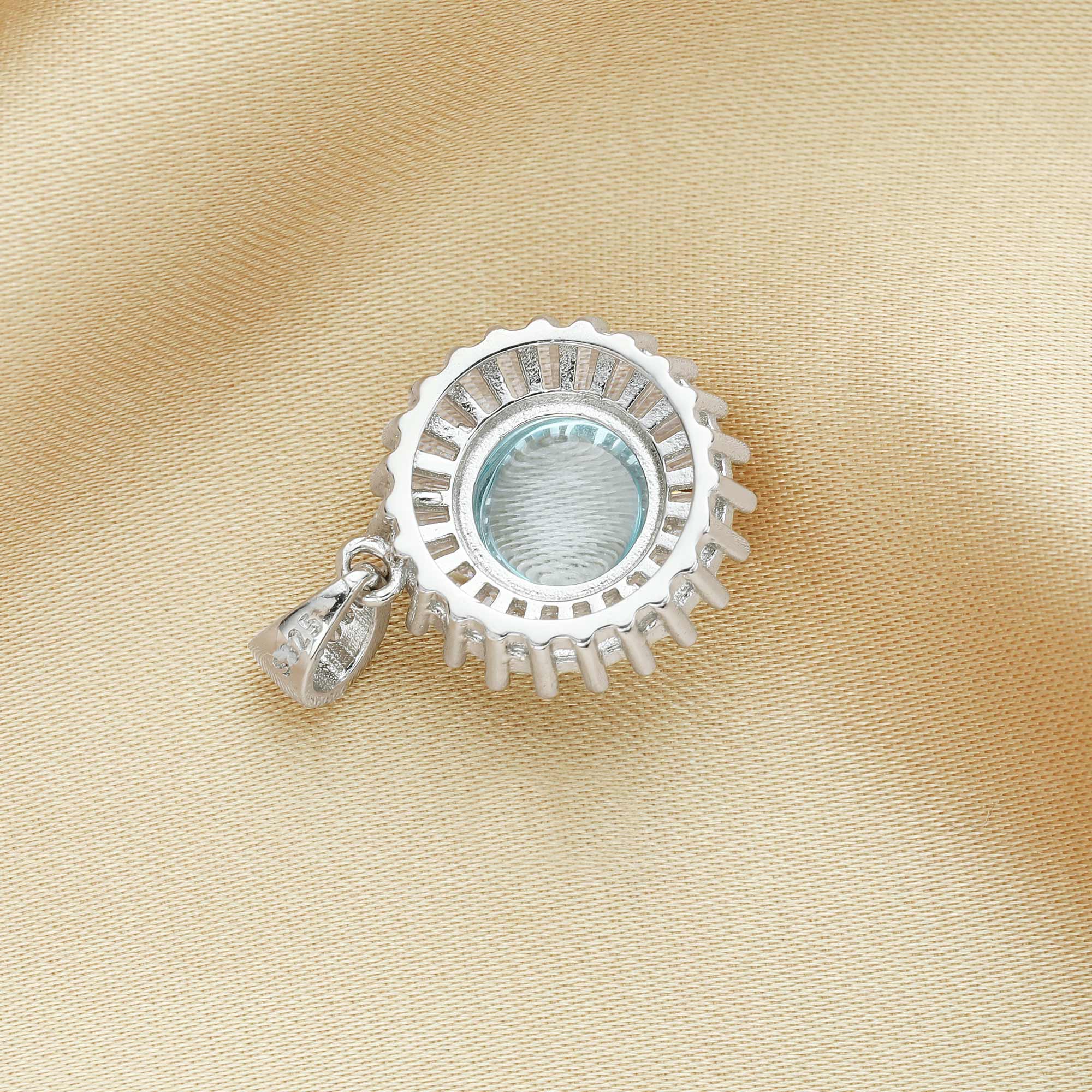 15MM Round Birthstone Charm with 8MM Sky Blue Topaz Cabochon,Solid 925 Sterling Silver Charm,November Birthstone Pendant,DIY Jewelry Supplies 1411320 - Click Image to Close
